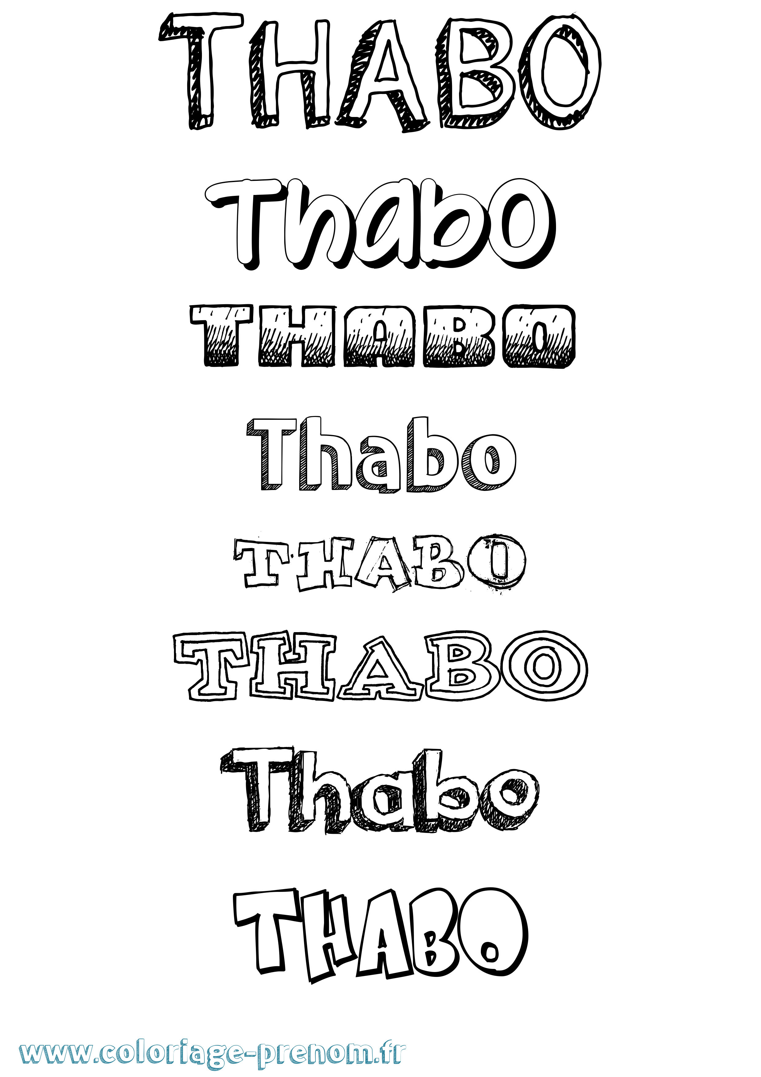 Coloriage prénom Thabo Dessiné
