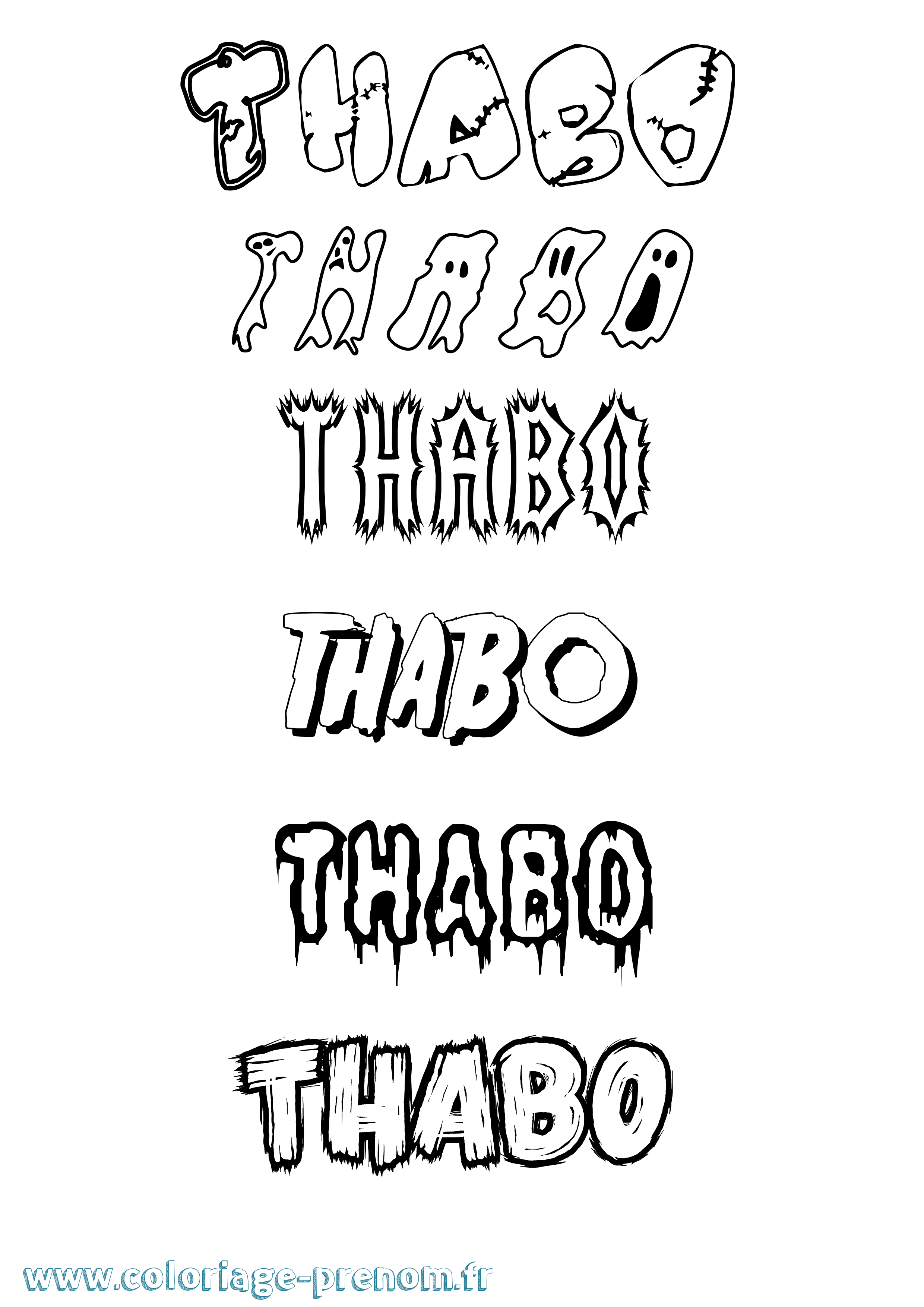 Coloriage prénom Thabo Frisson