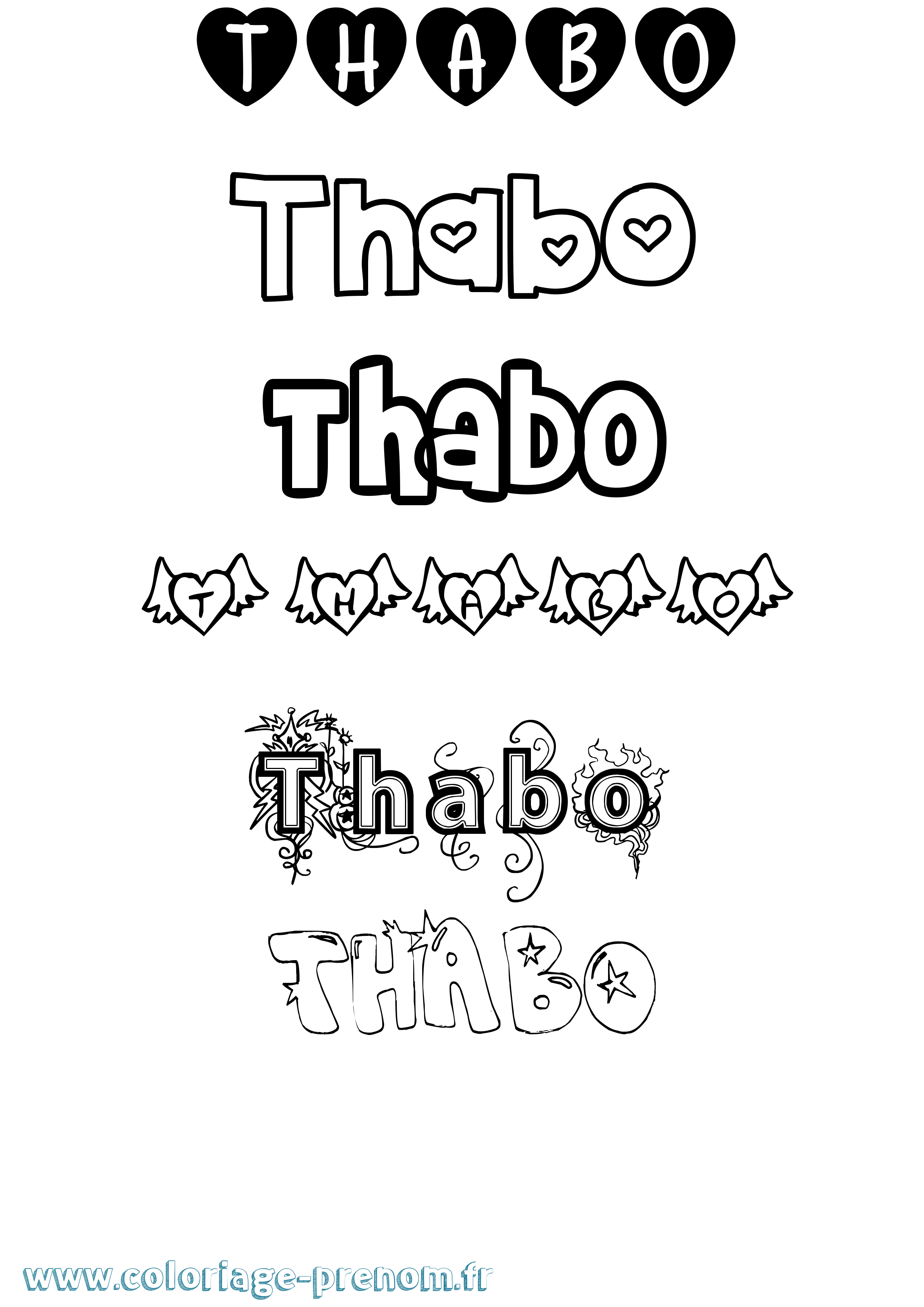 Coloriage prénom Thabo Girly
