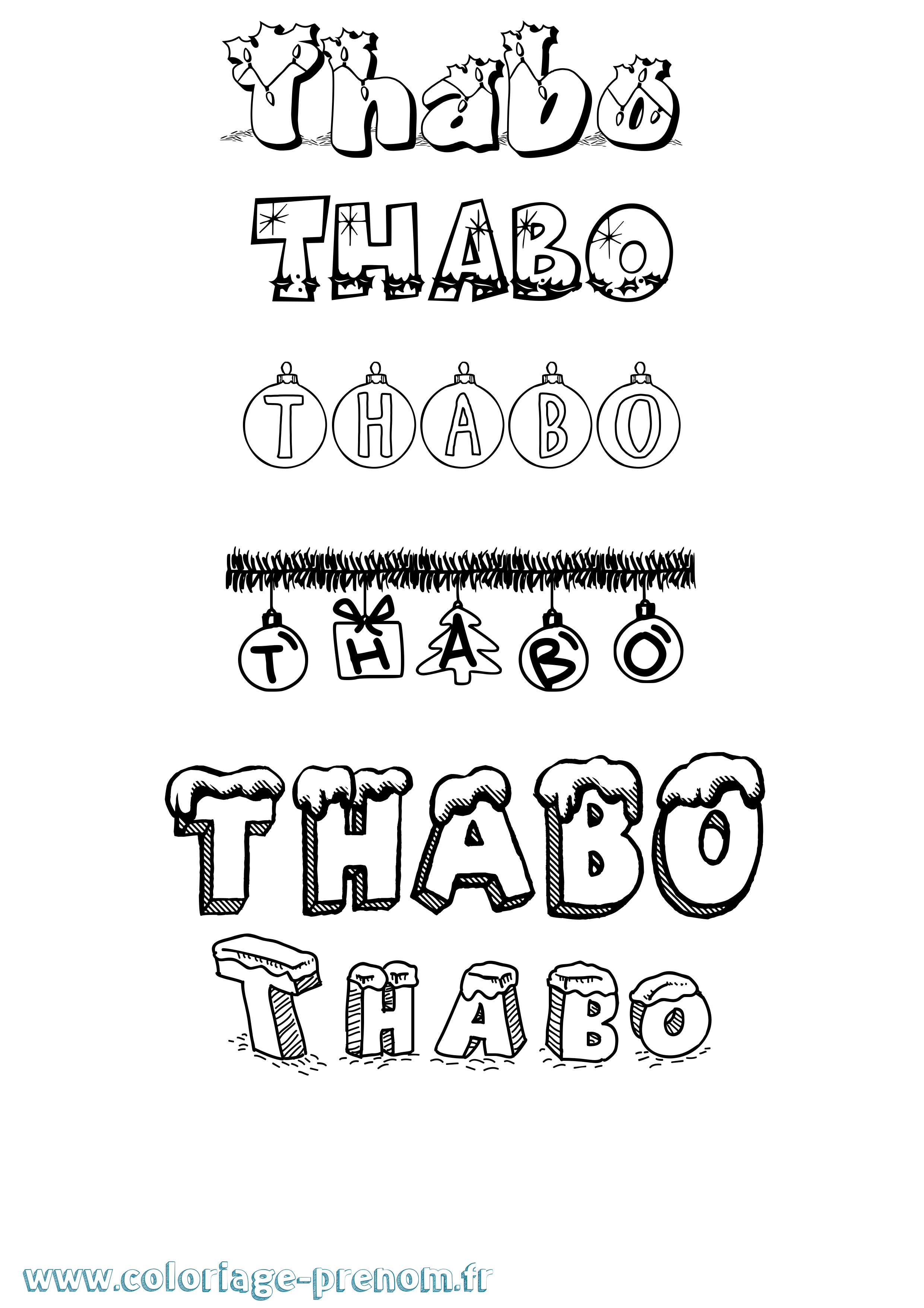 Coloriage prénom Thabo Noël