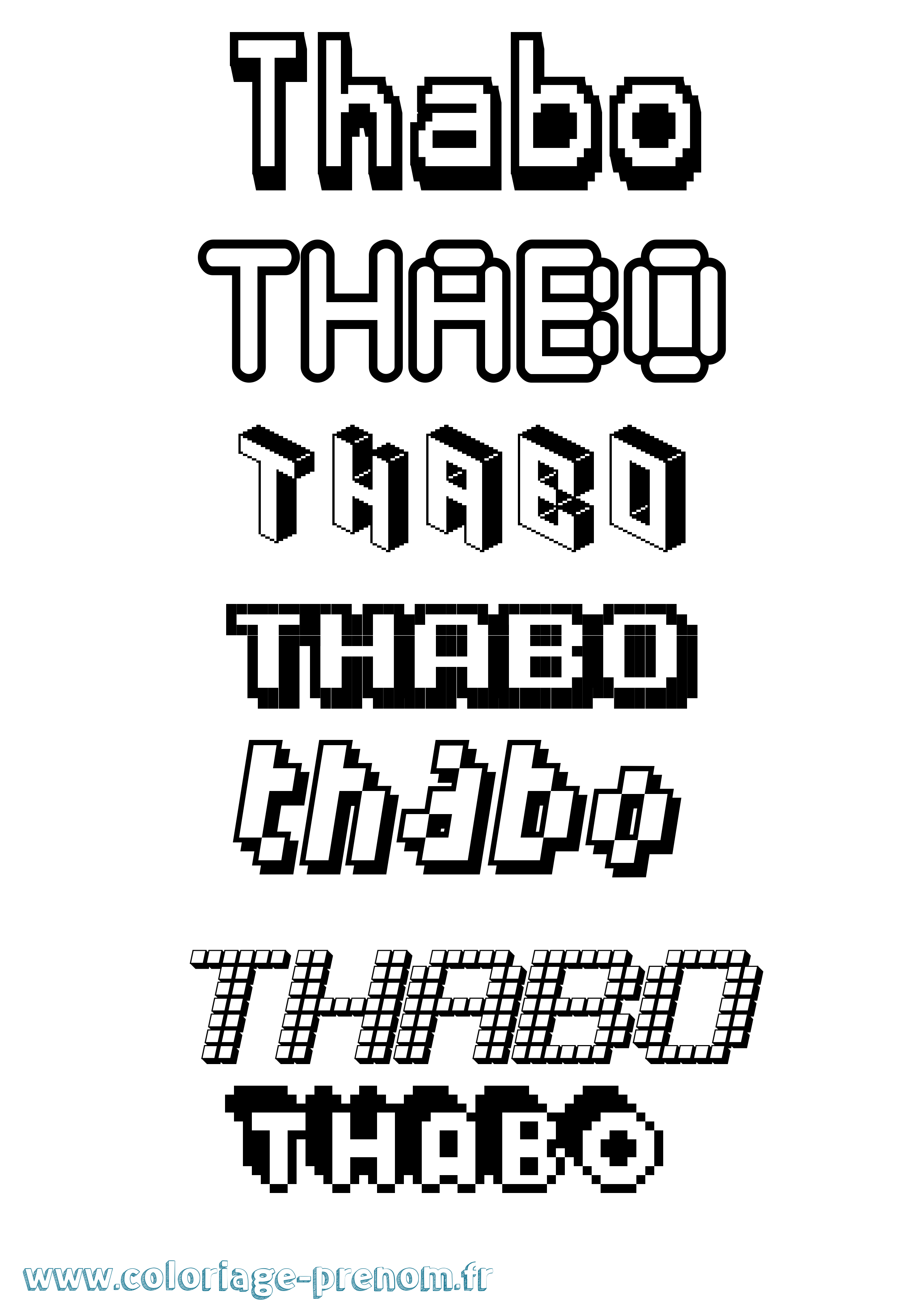 Coloriage prénom Thabo Pixel