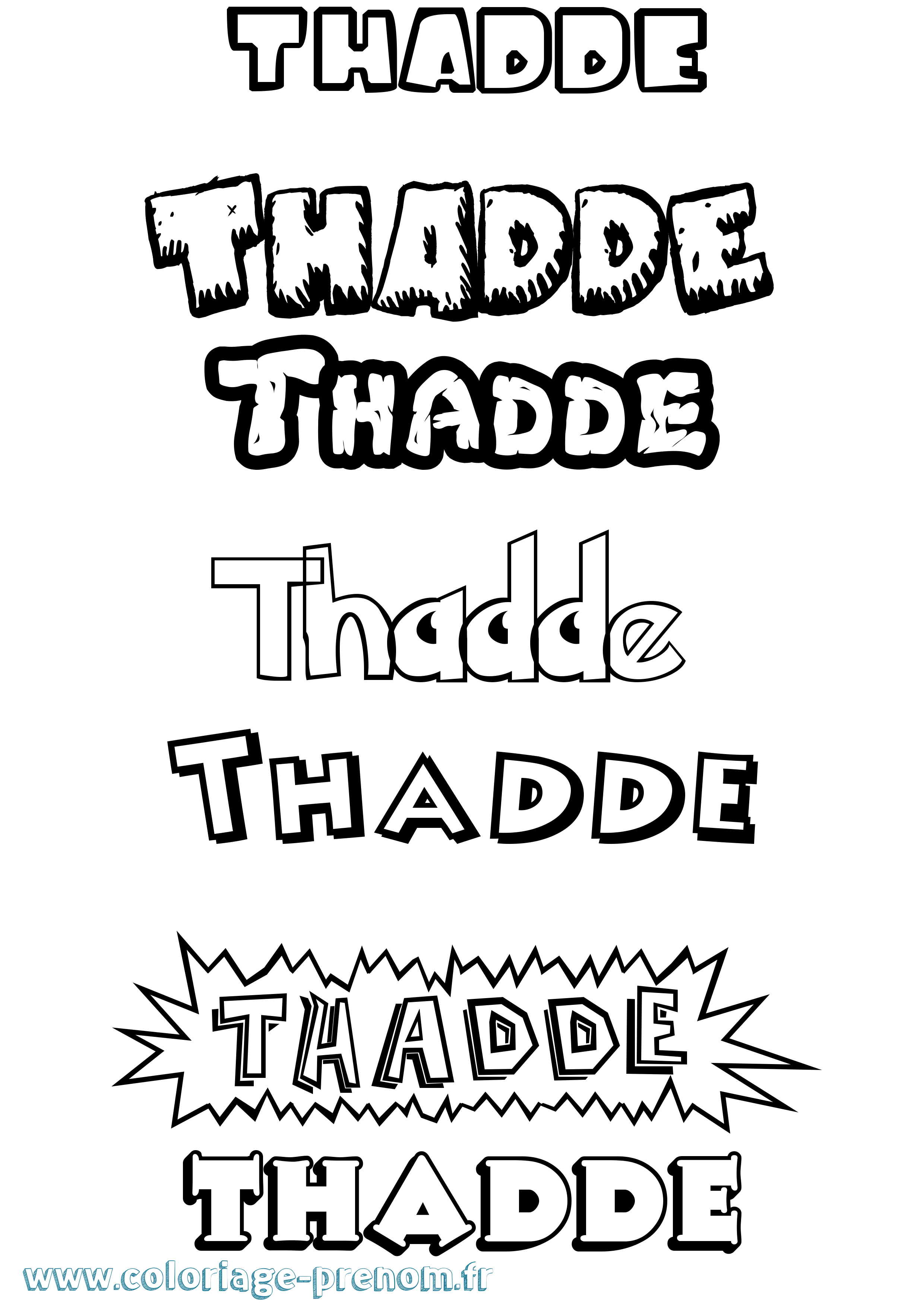 Coloriage prénom Thadde Dessin Animé
