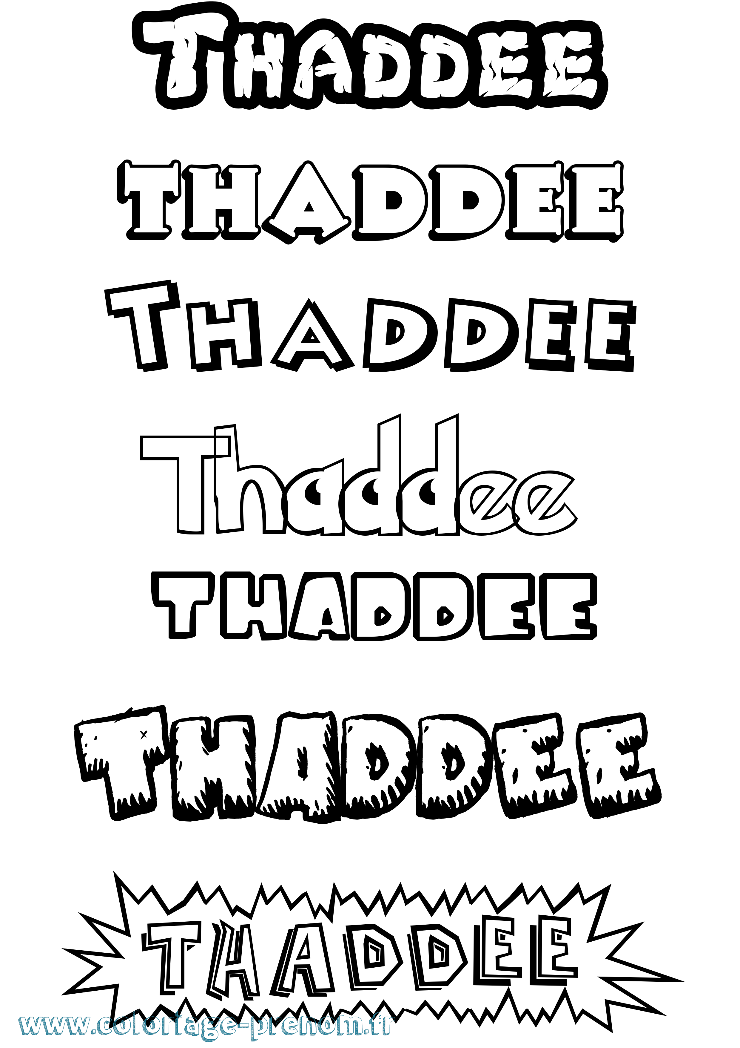 Coloriage prénom Thaddee Dessin Animé