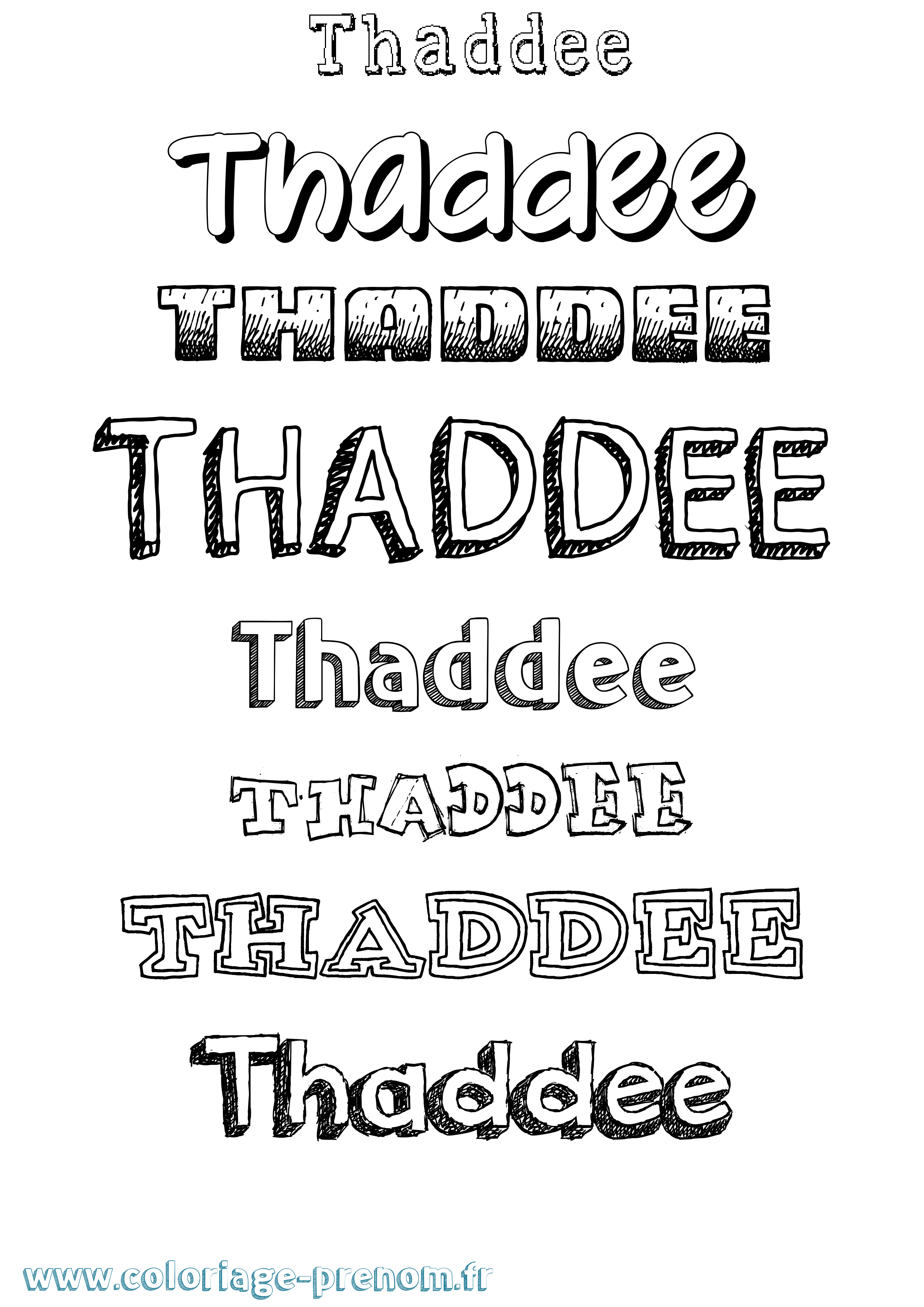 Coloriage prénom Thaddee Dessiné