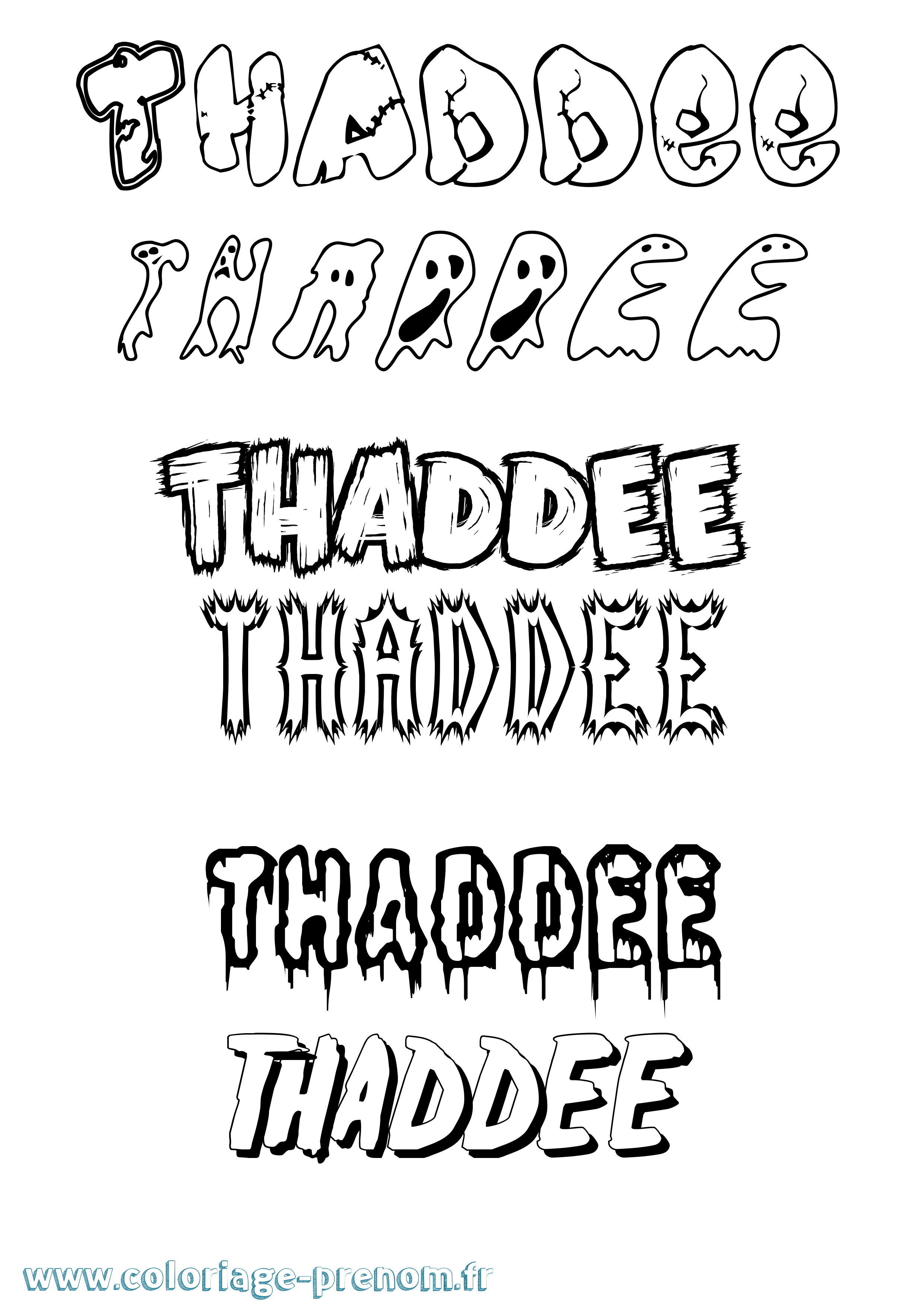 Coloriage prénom Thaddee Frisson