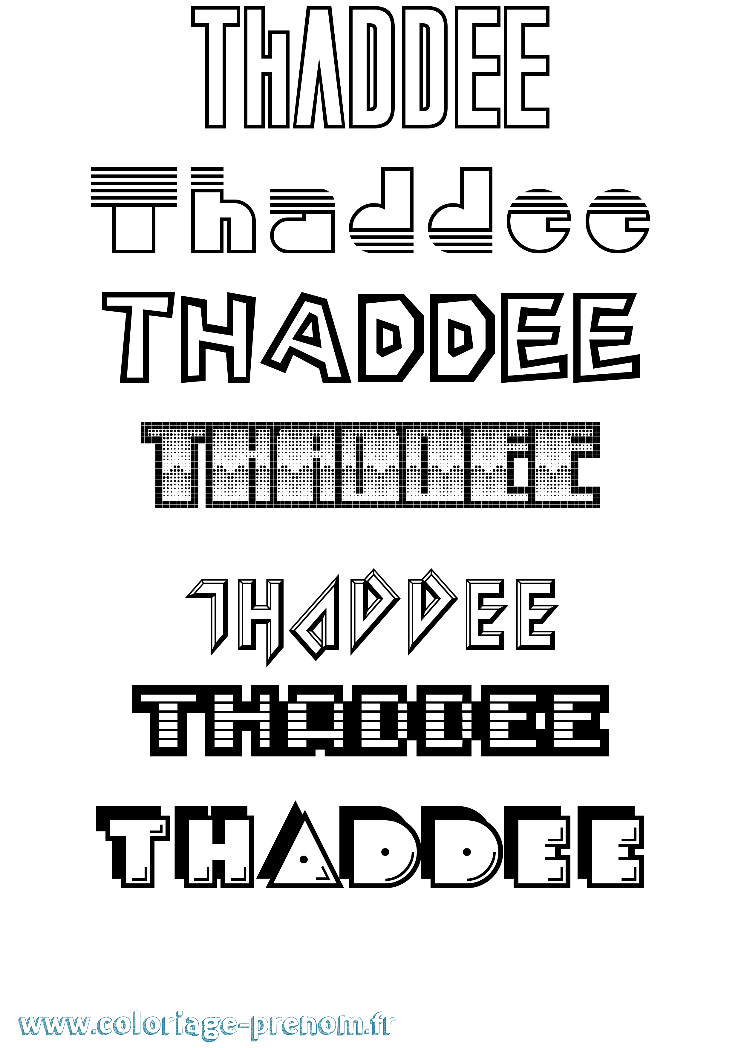 Coloriage prénom Thaddee Jeux Vidéos