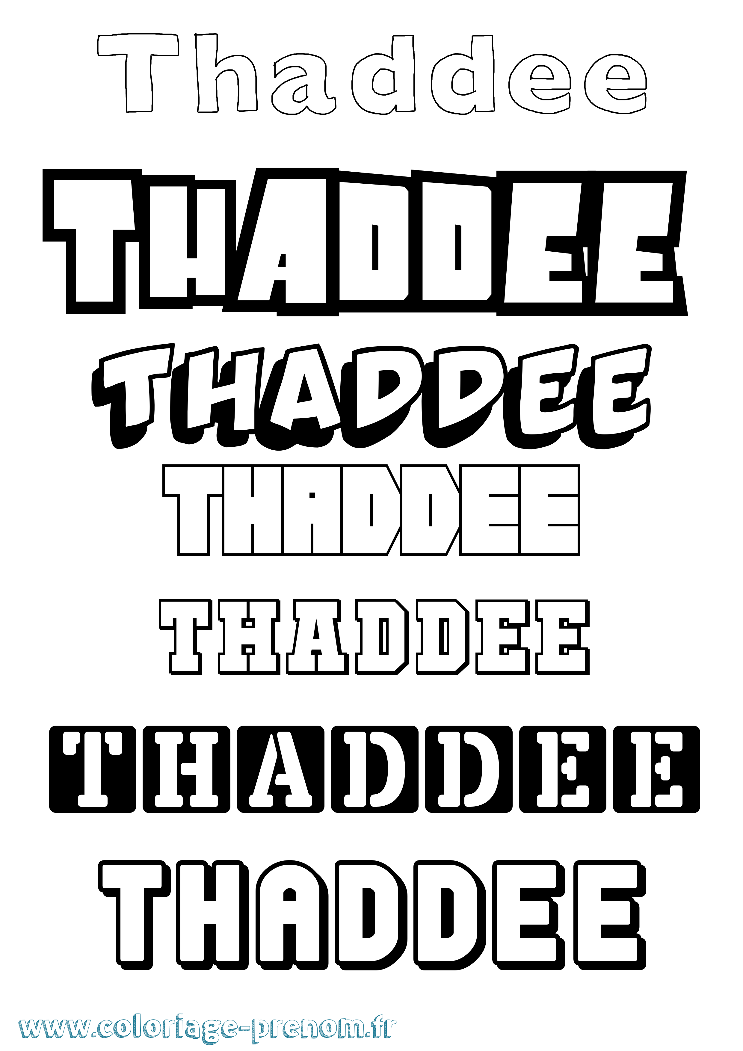 Coloriage prénom Thaddee Simple