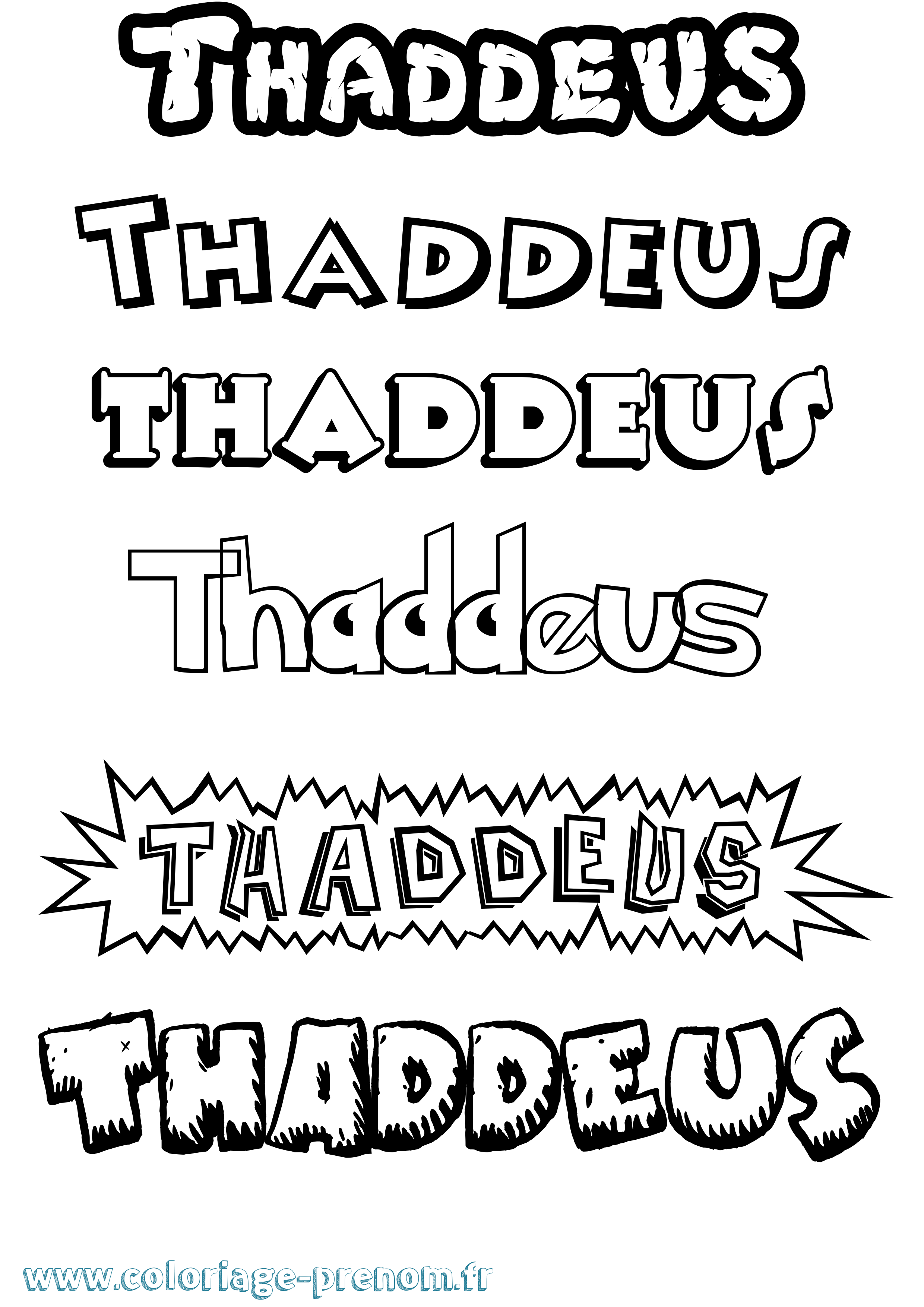 Coloriage prénom Thaddeus Dessin Animé