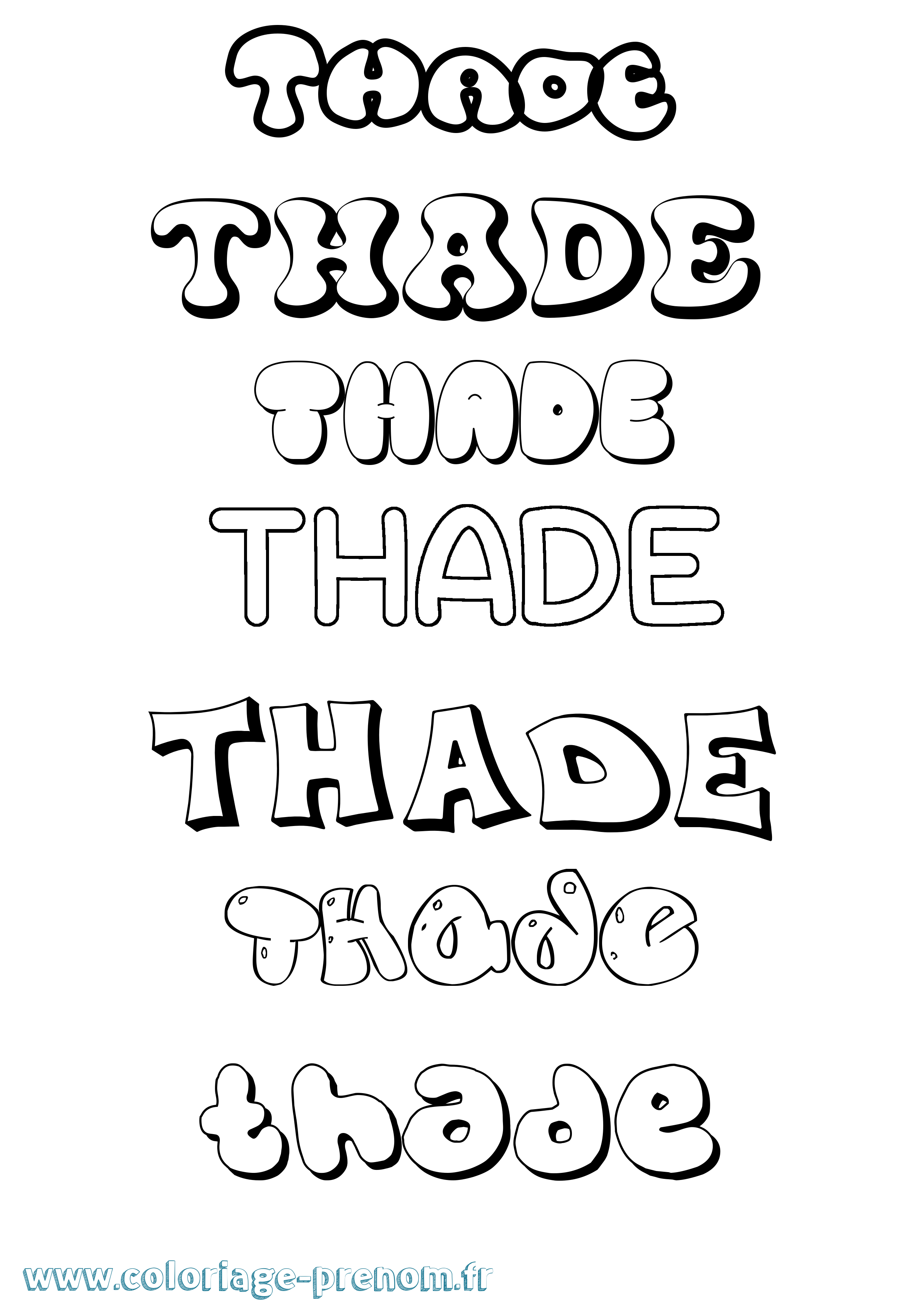 Coloriage prénom Thade Bubble