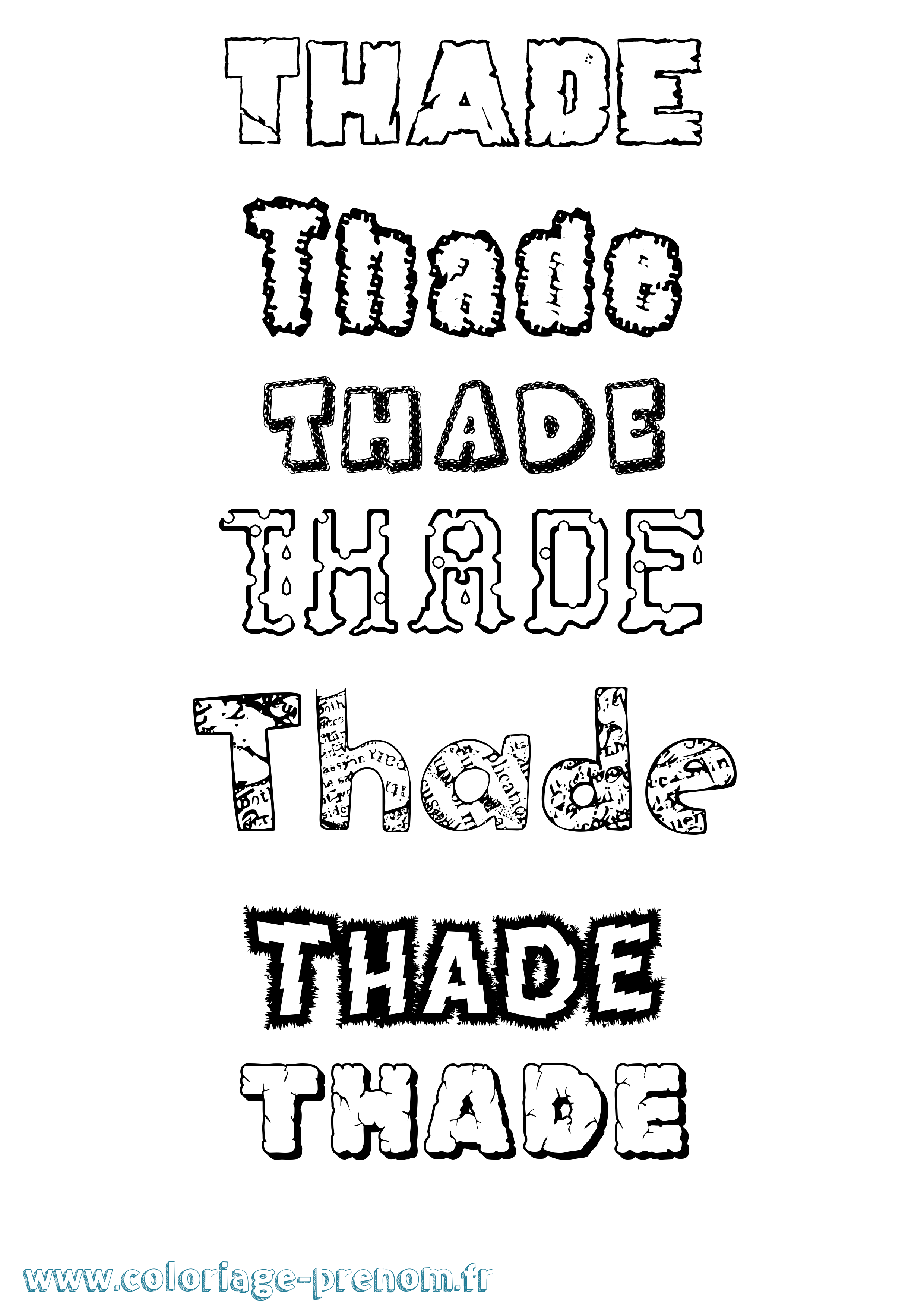 Coloriage prénom Thade Destructuré