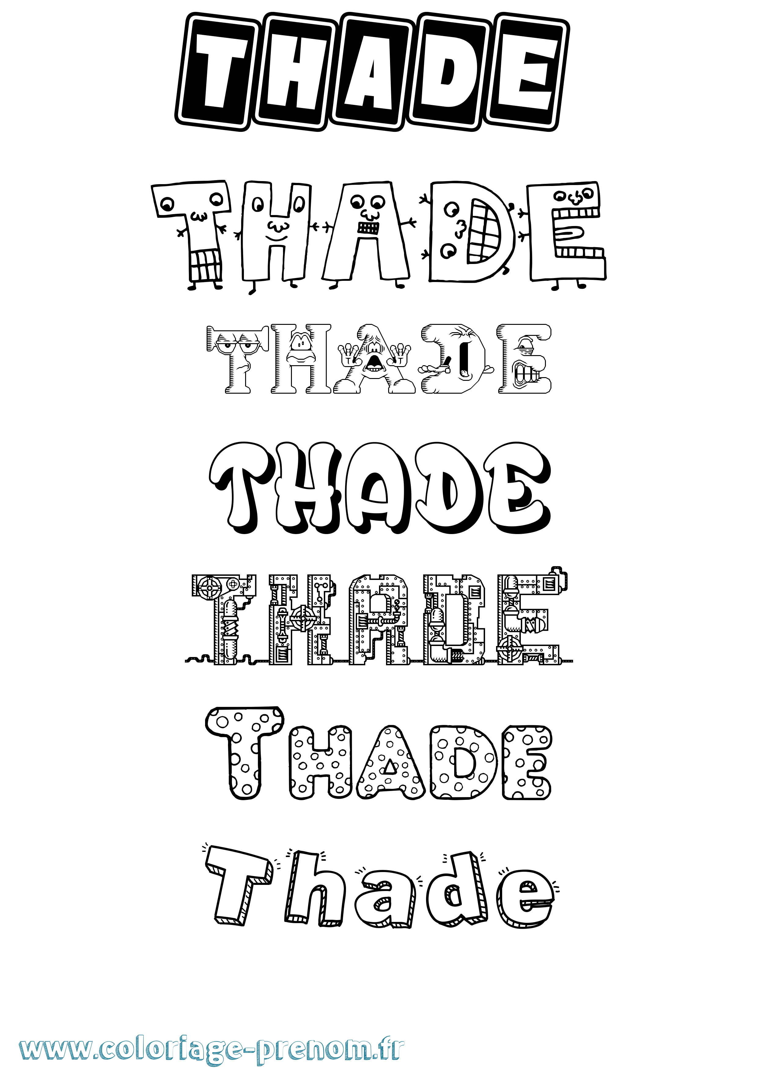 Coloriage prénom Thade Fun