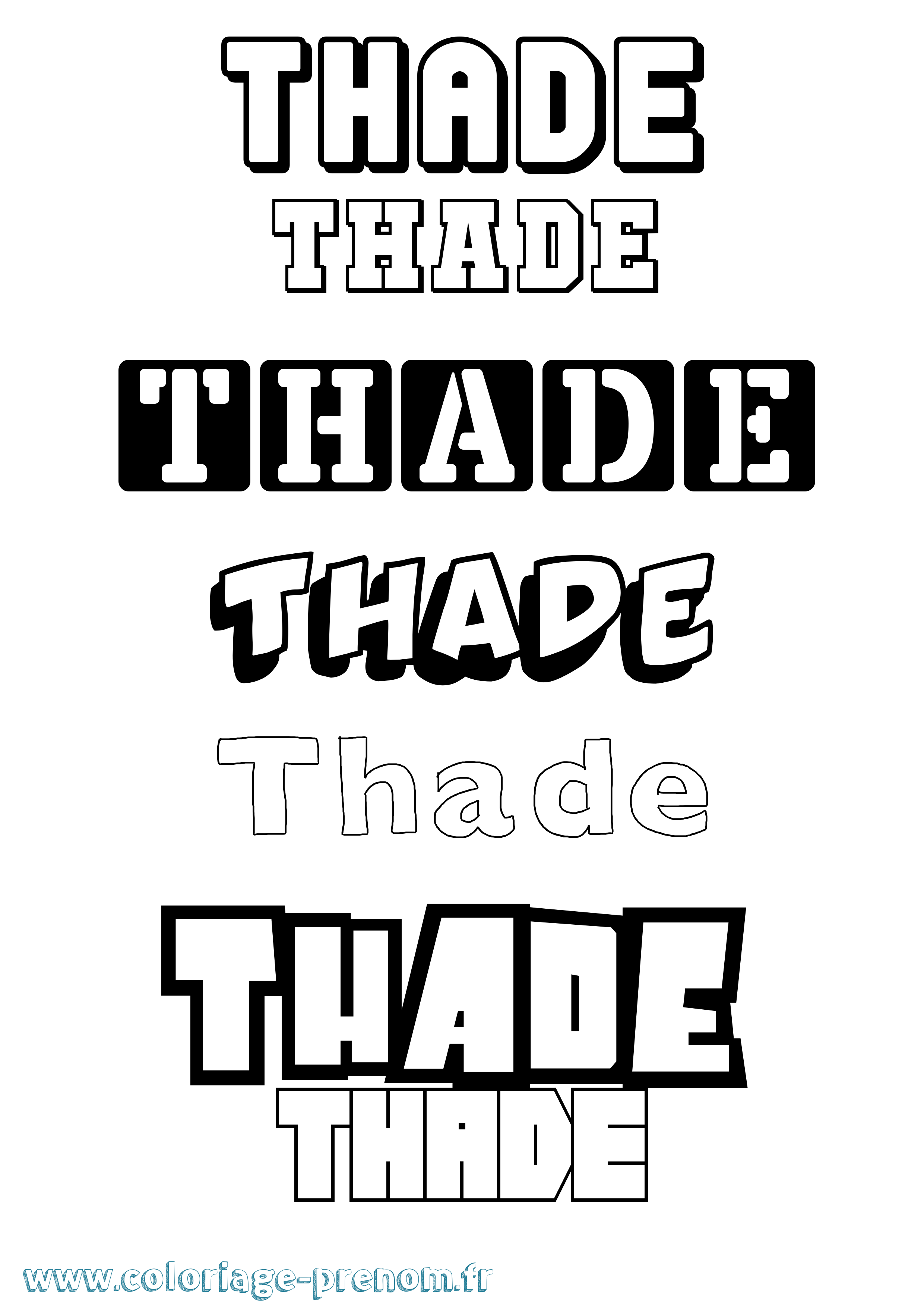 Coloriage prénom Thade Simple