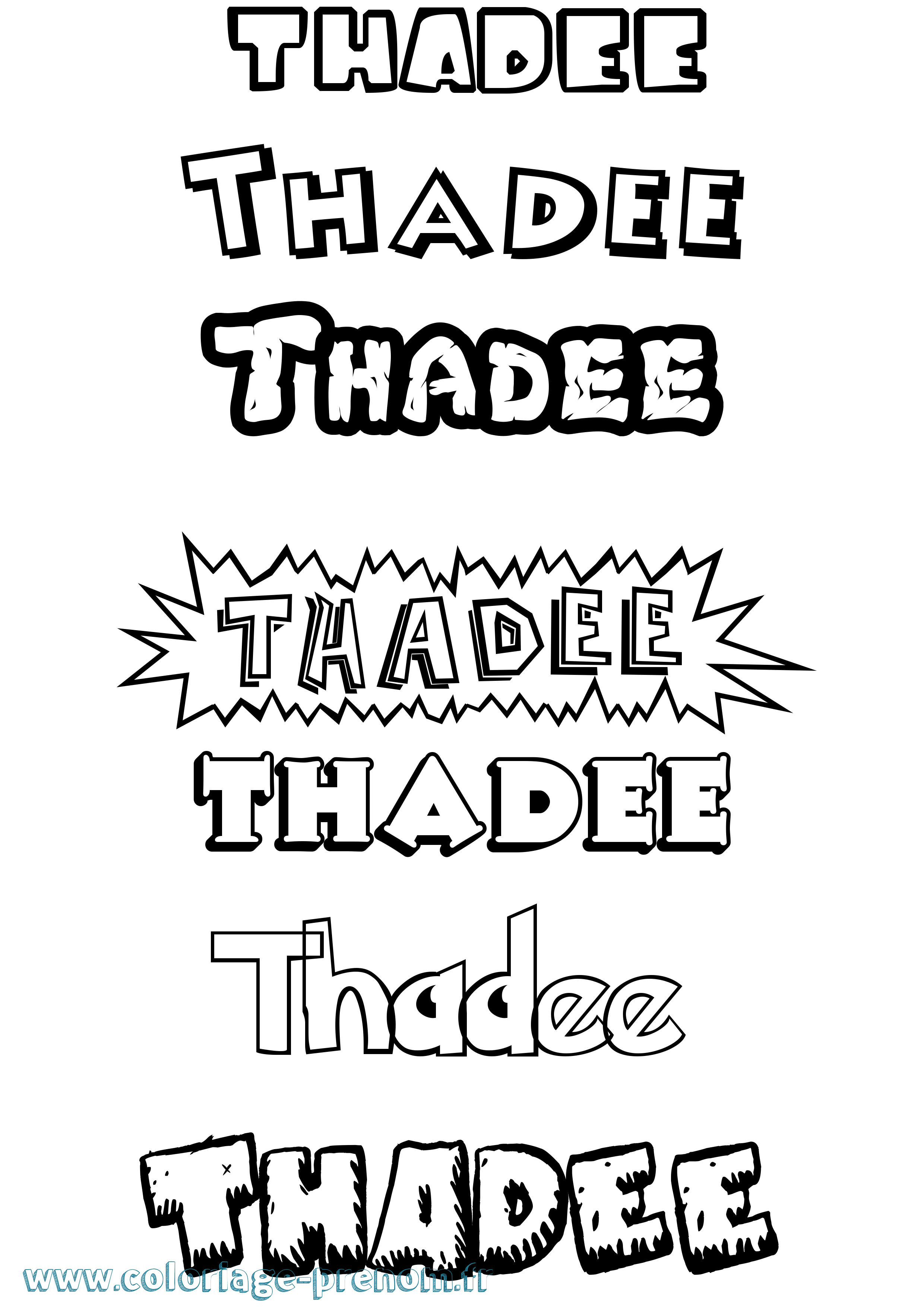 Coloriage prénom Thadee Dessin Animé