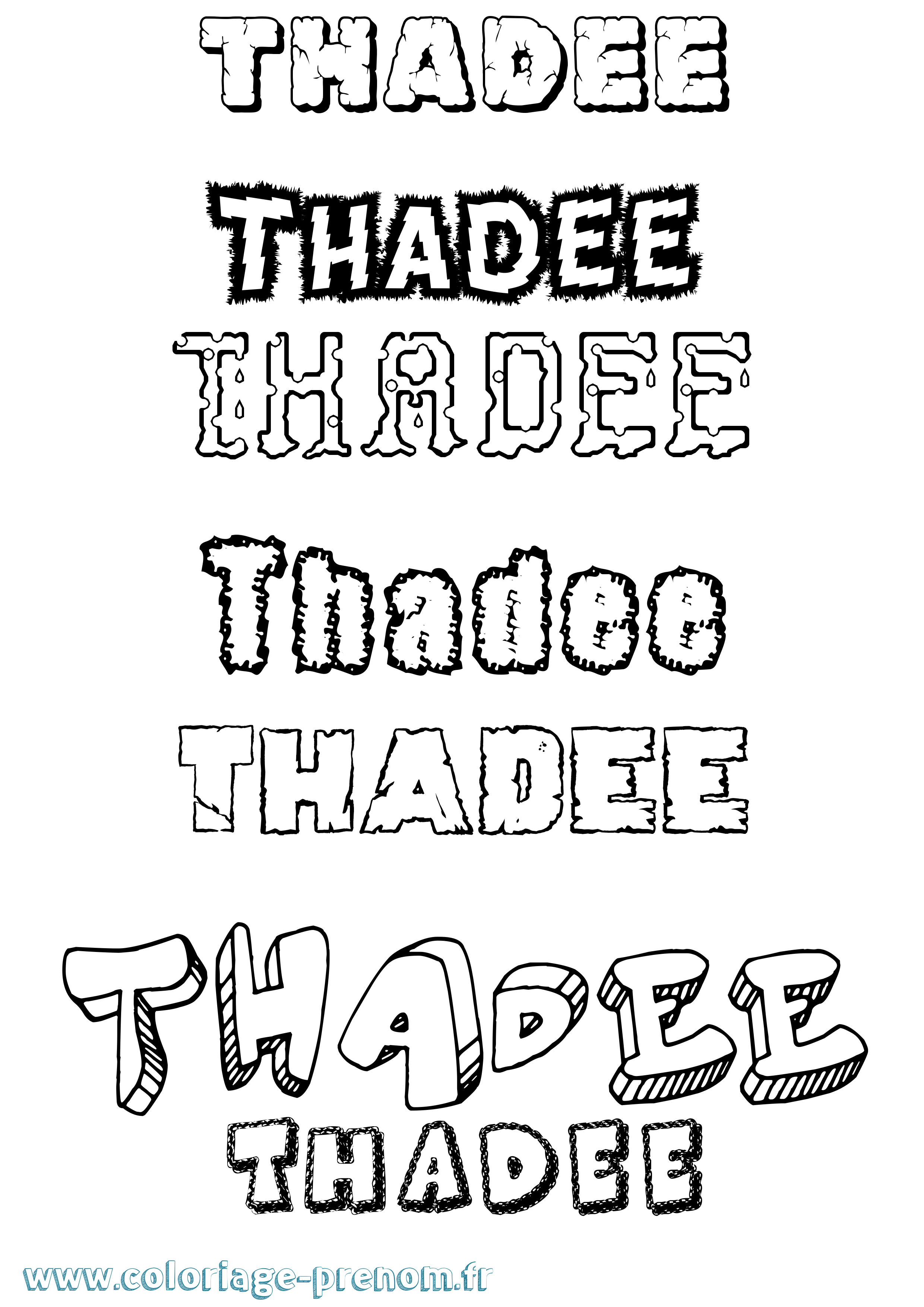 Coloriage prénom Thadee Destructuré