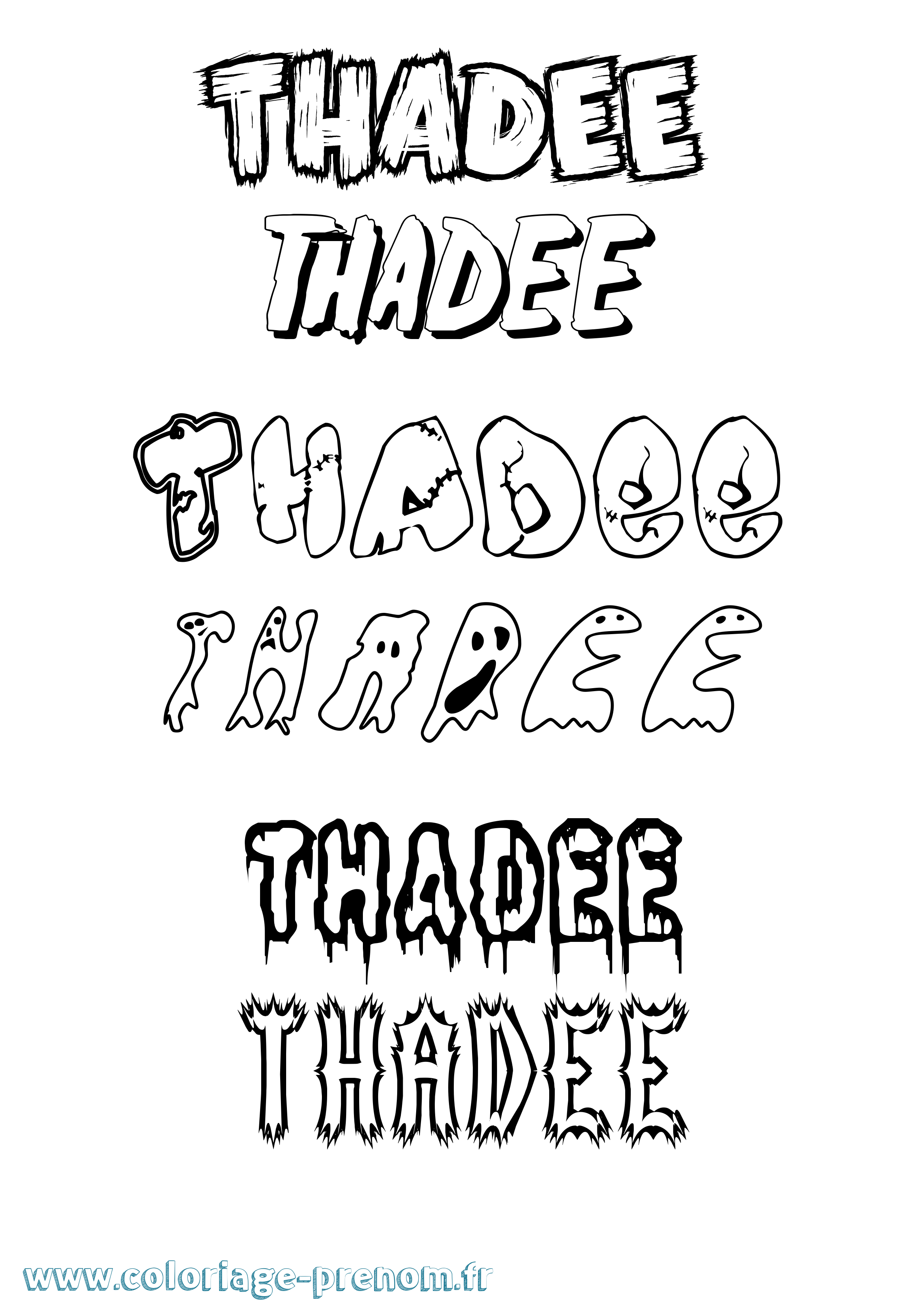Coloriage prénom Thadee Frisson