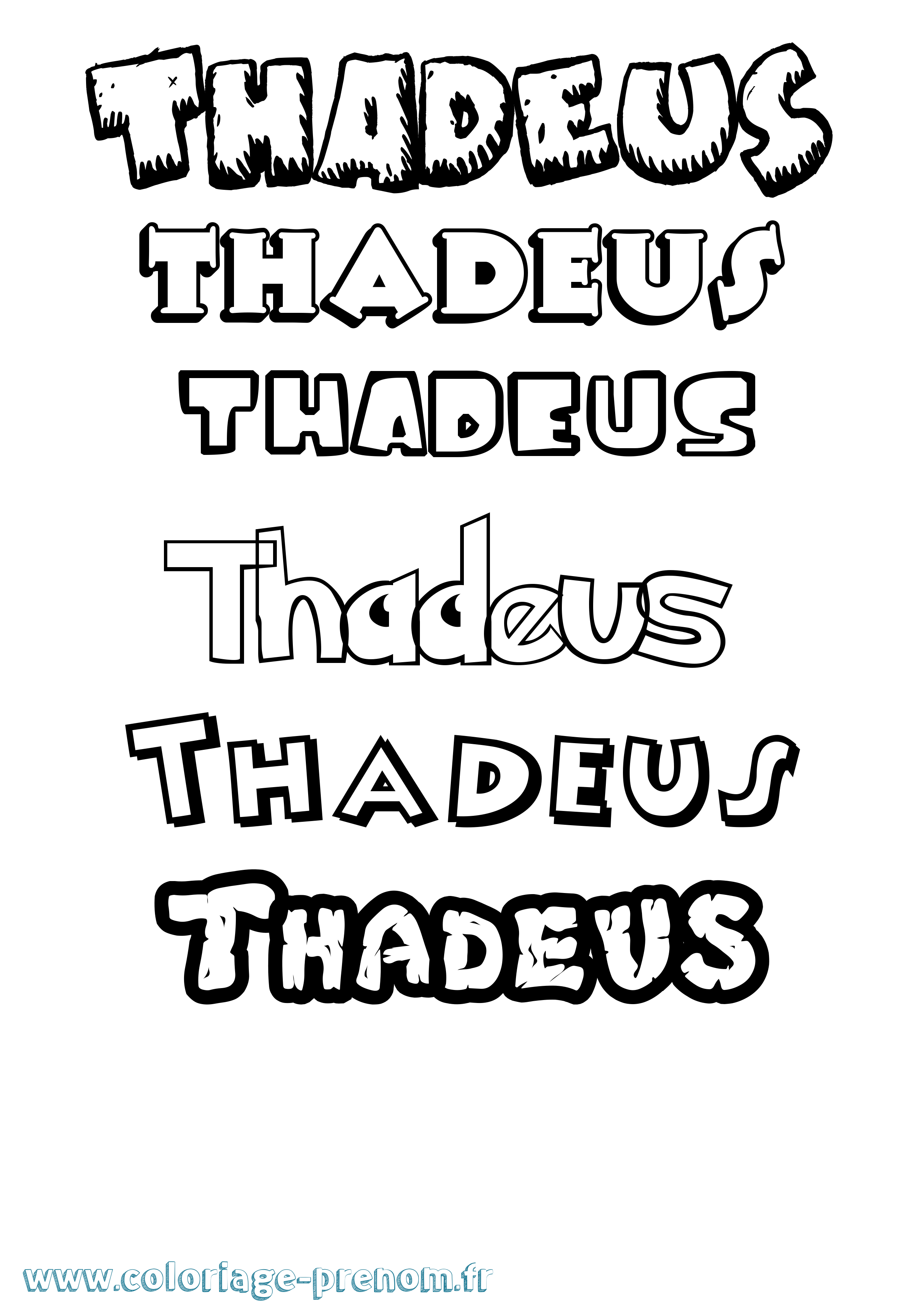 Coloriage prénom Thadeus Dessin Animé