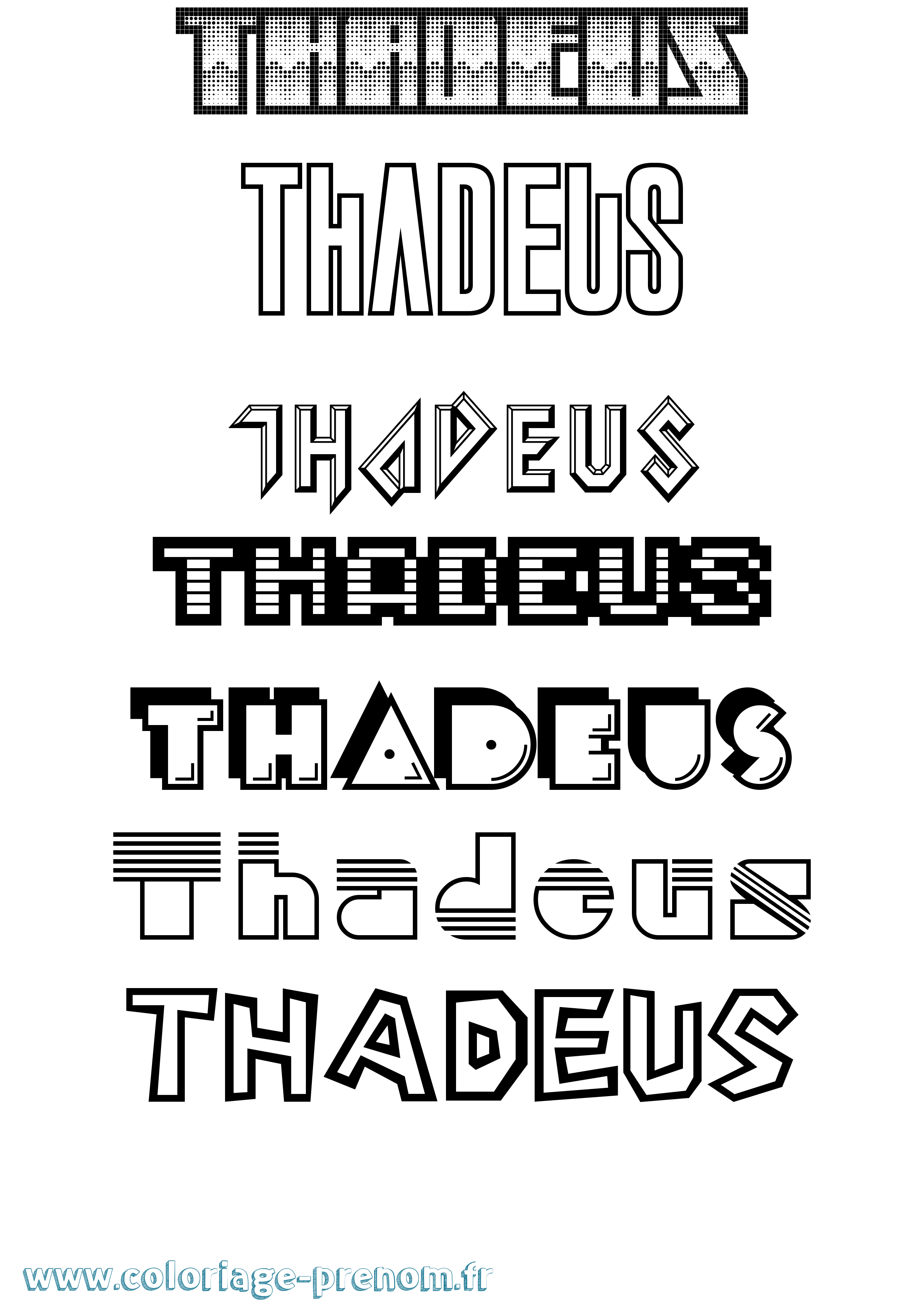 Coloriage prénom Thadeus Jeux Vidéos