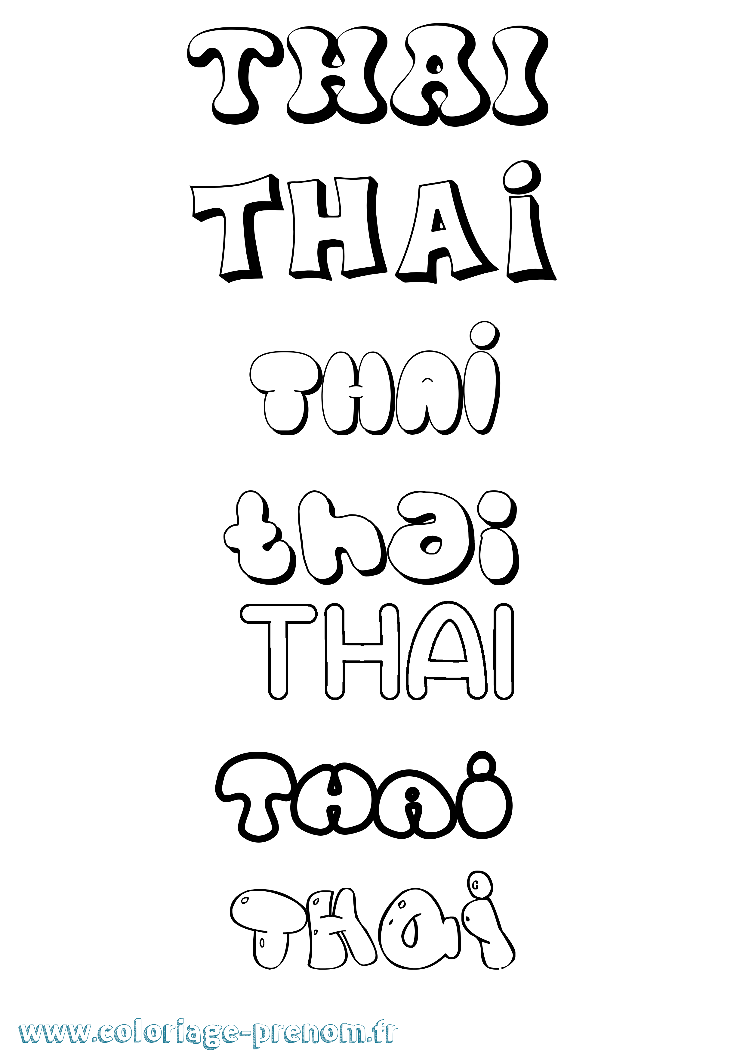 Coloriage prénom Thai Bubble