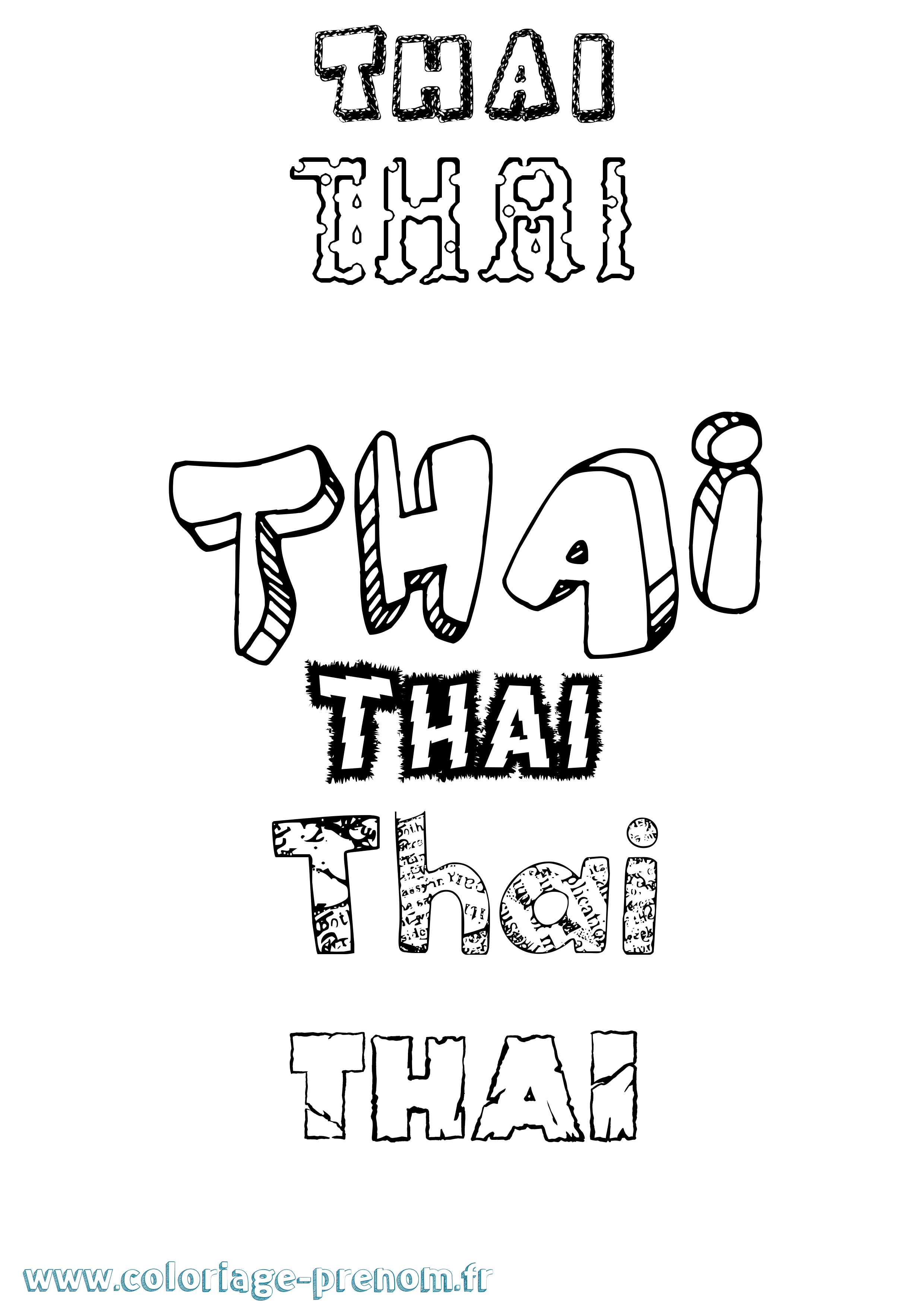 Coloriage prénom Thai Destructuré