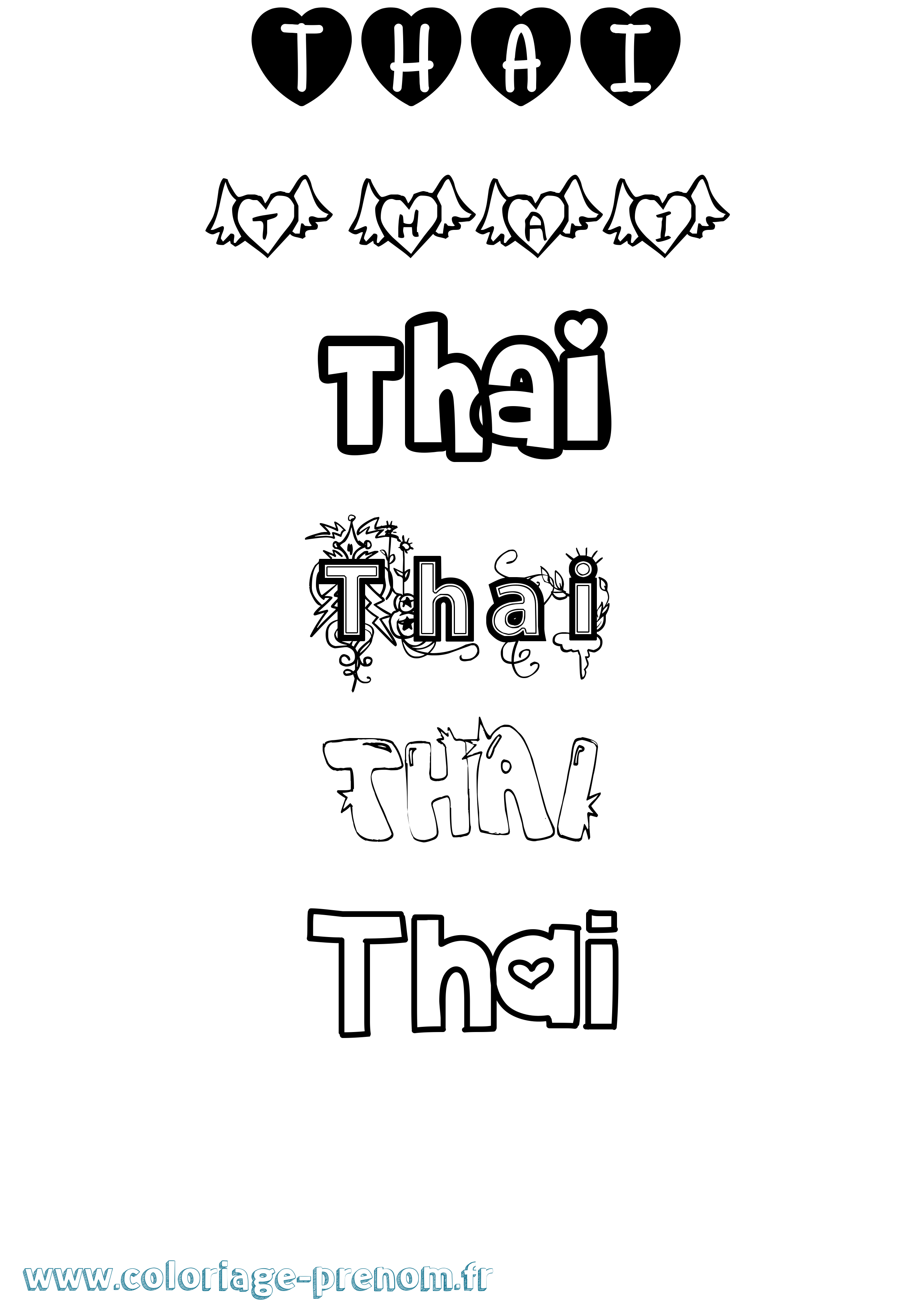Coloriage prénom Thai Girly