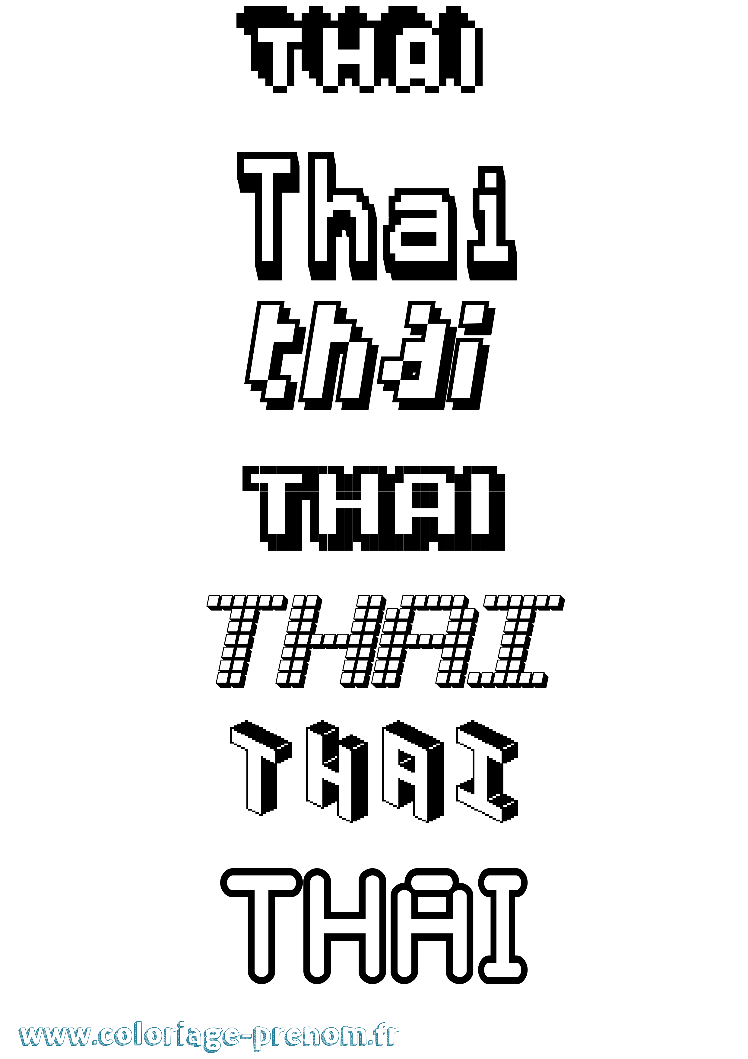 Coloriage prénom Thai Pixel