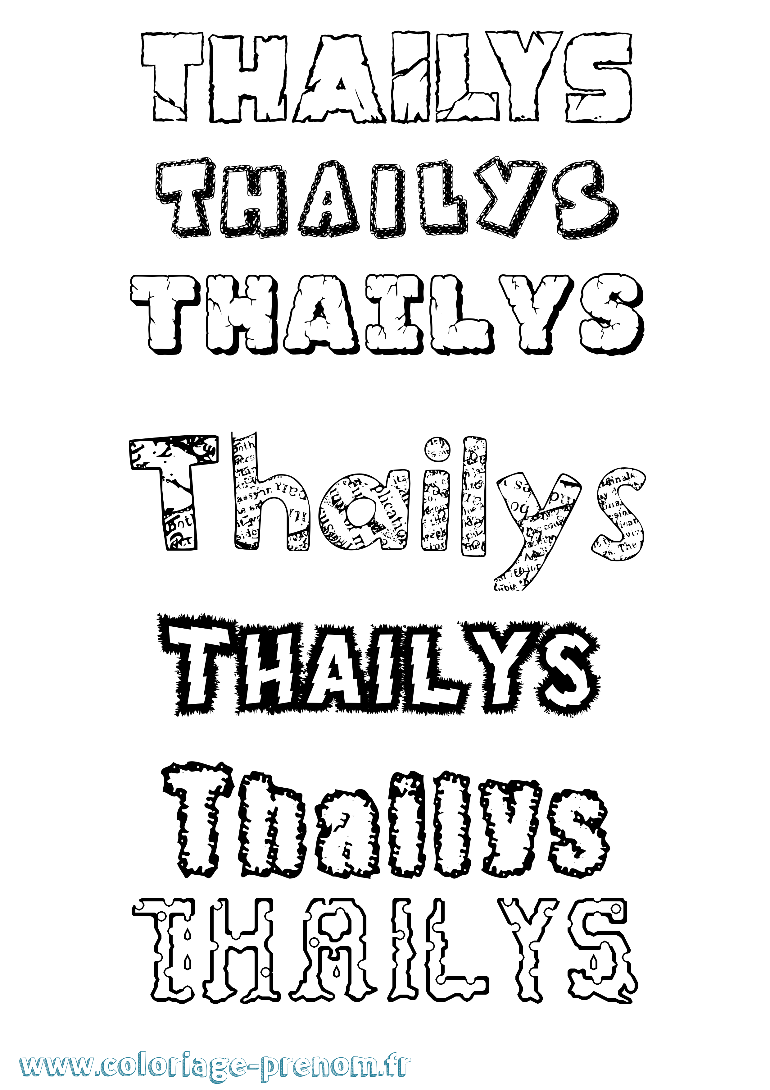 Coloriage prénom Thailys Destructuré
