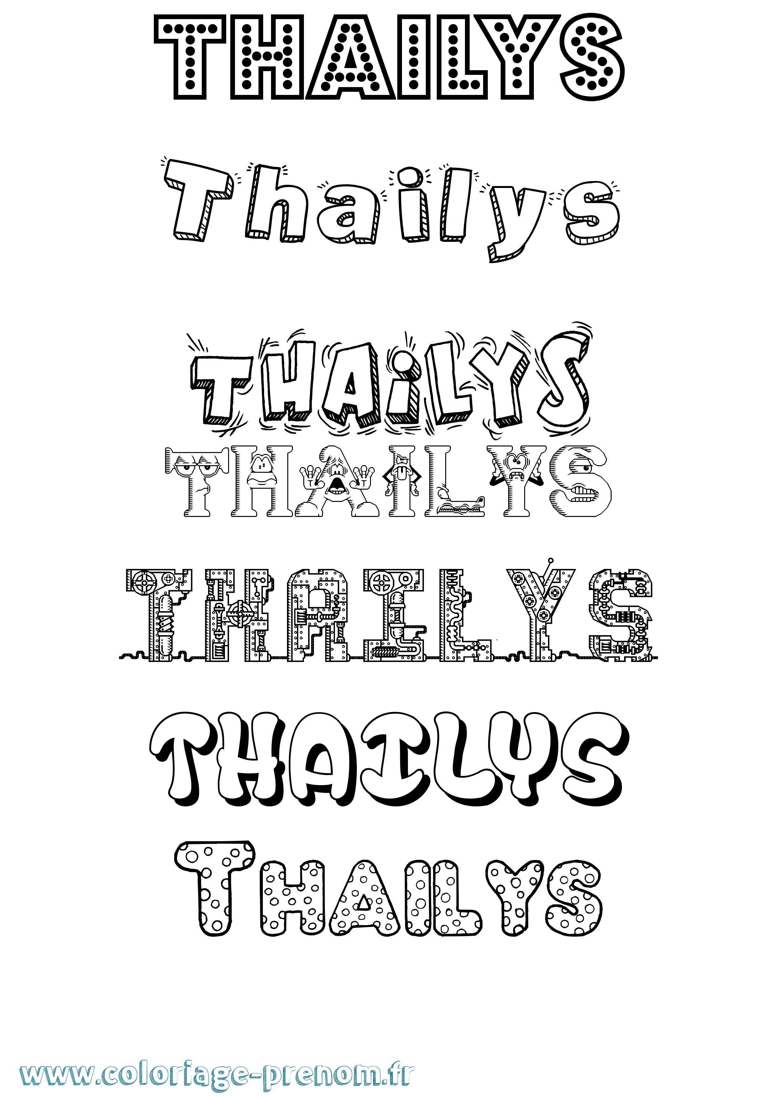 Coloriage prénom Thailys Fun