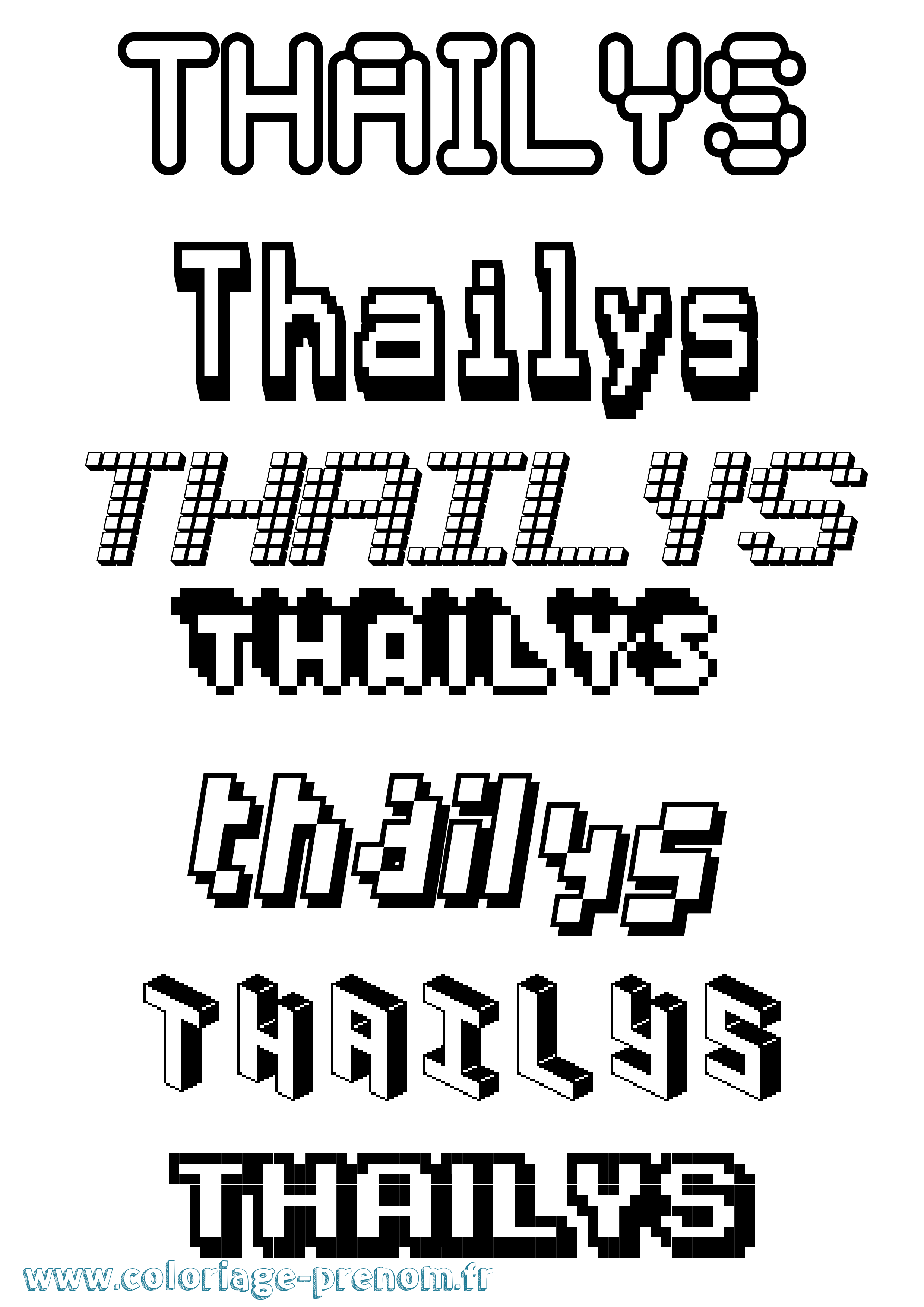 Coloriage prénom Thailys Pixel