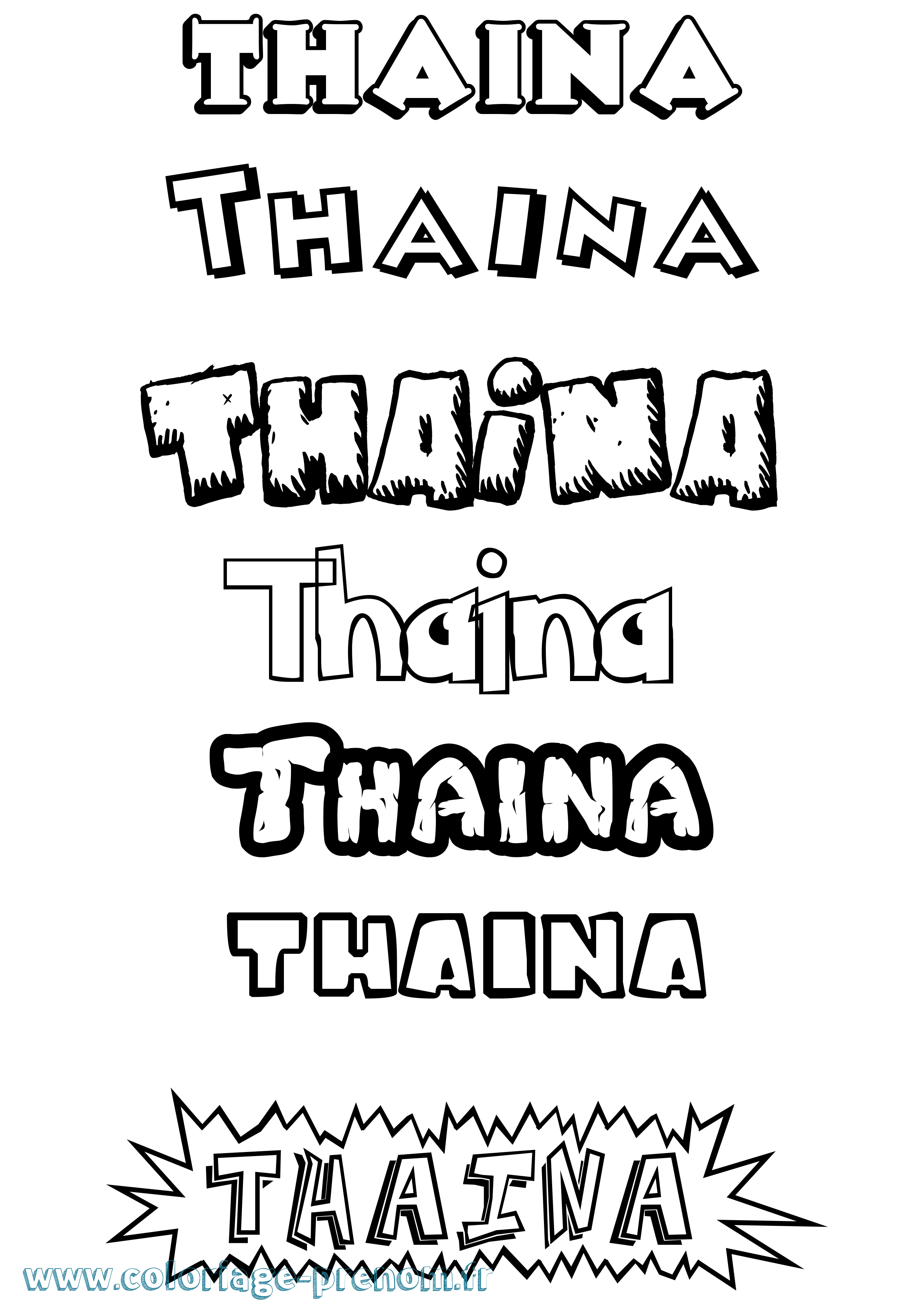 Coloriage prénom Thaina Dessin Animé