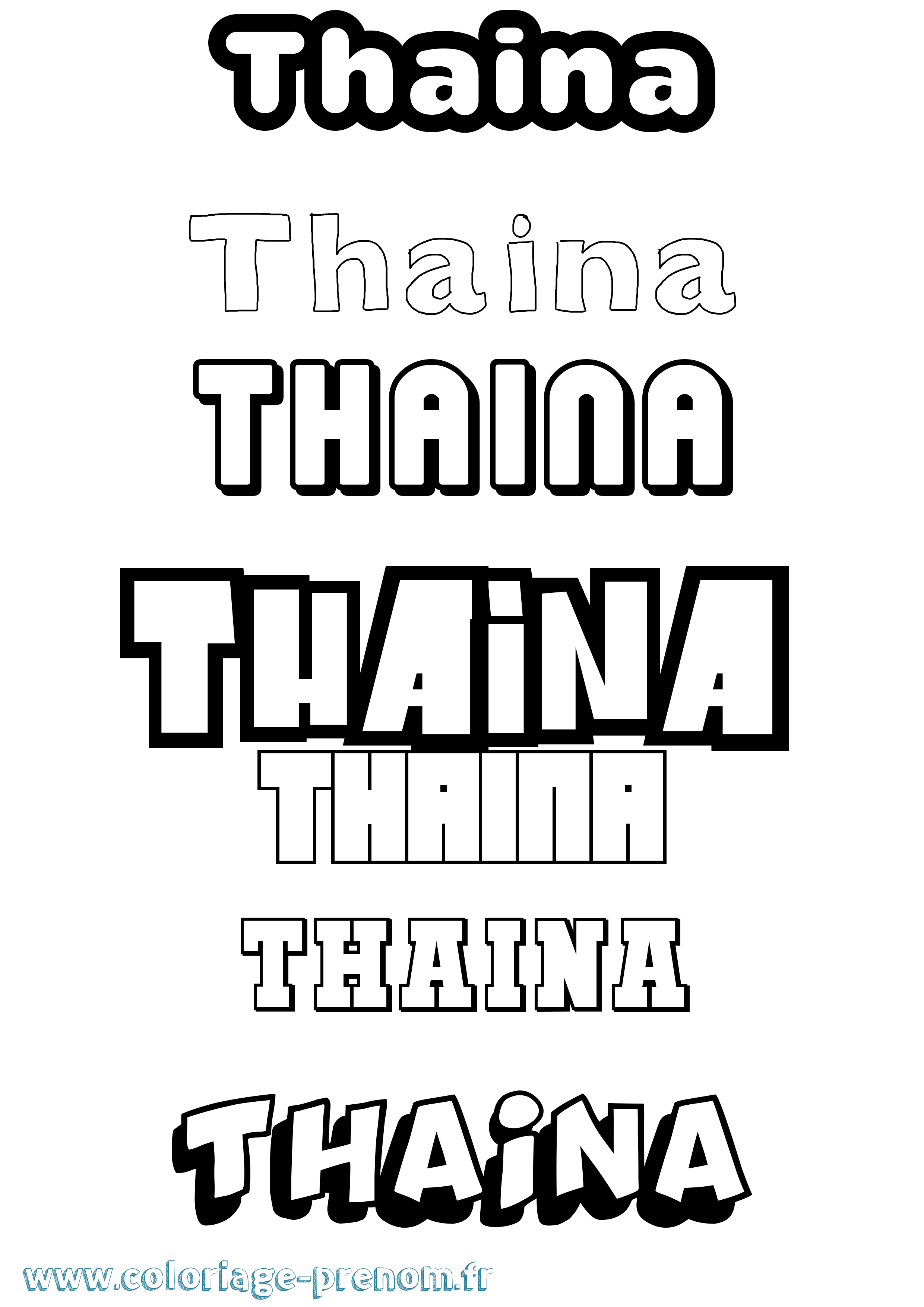 Coloriage prénom Thaina Simple