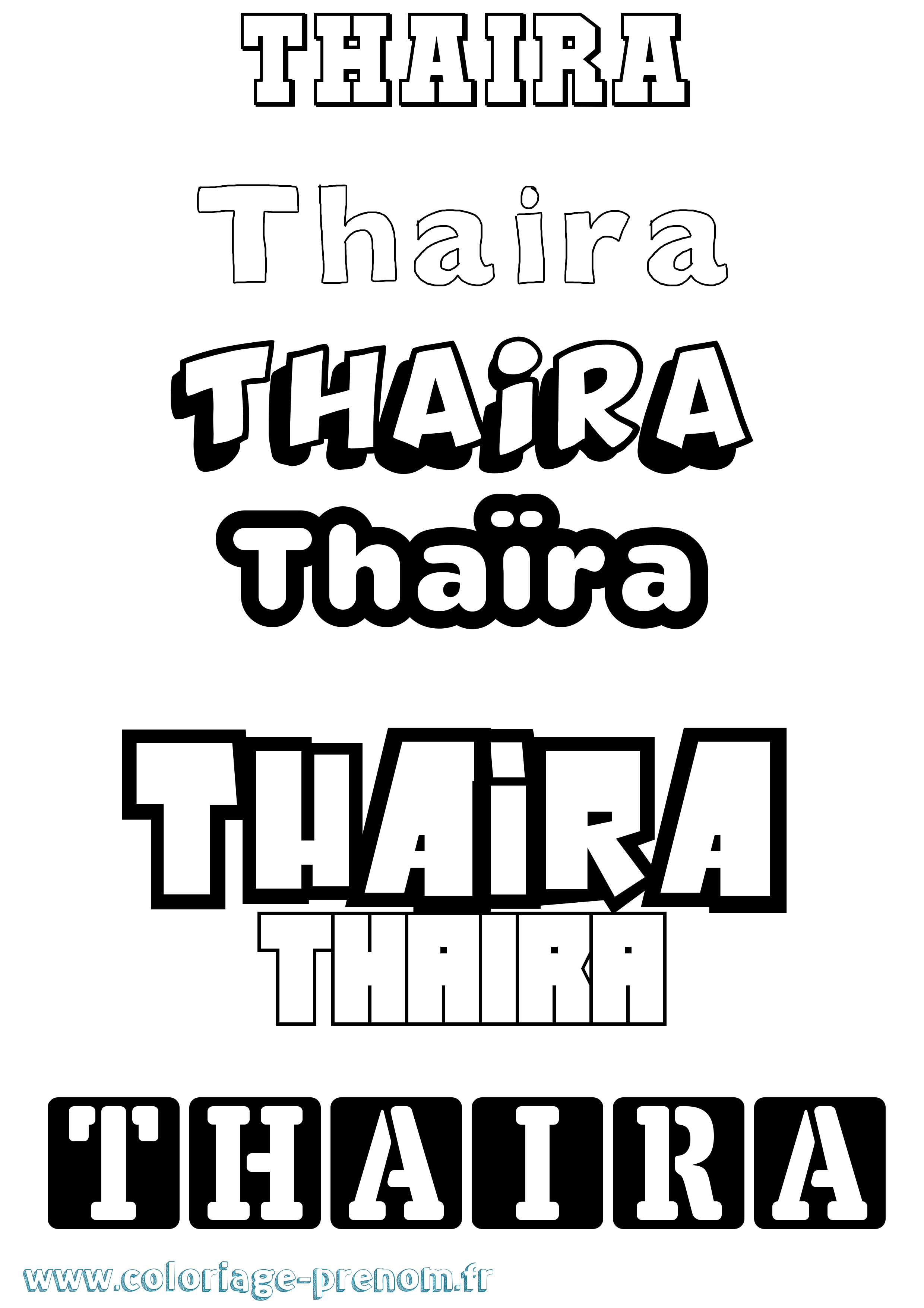 Coloriage prénom Thaïra Simple
