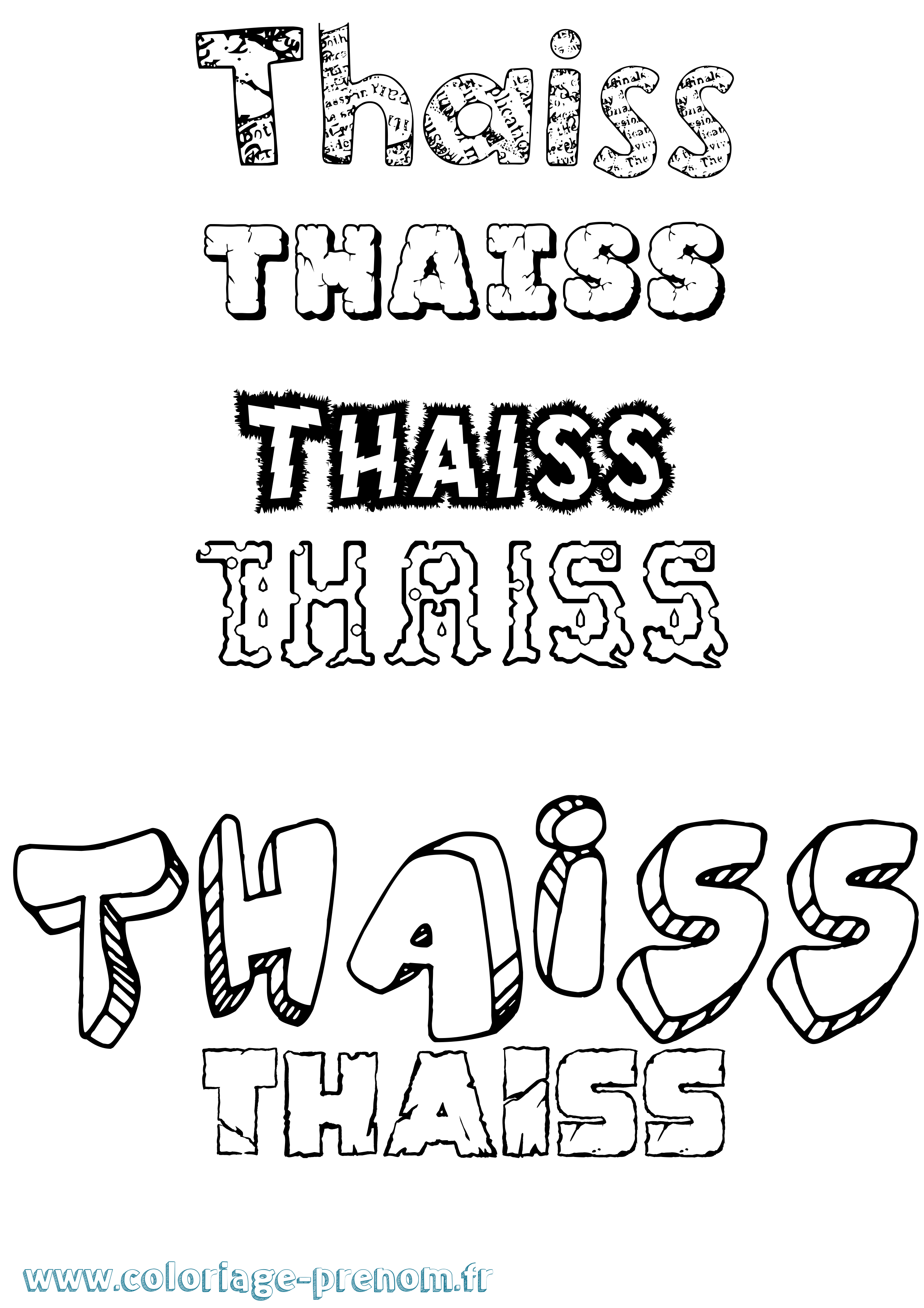 Coloriage prénom Thaiss Destructuré