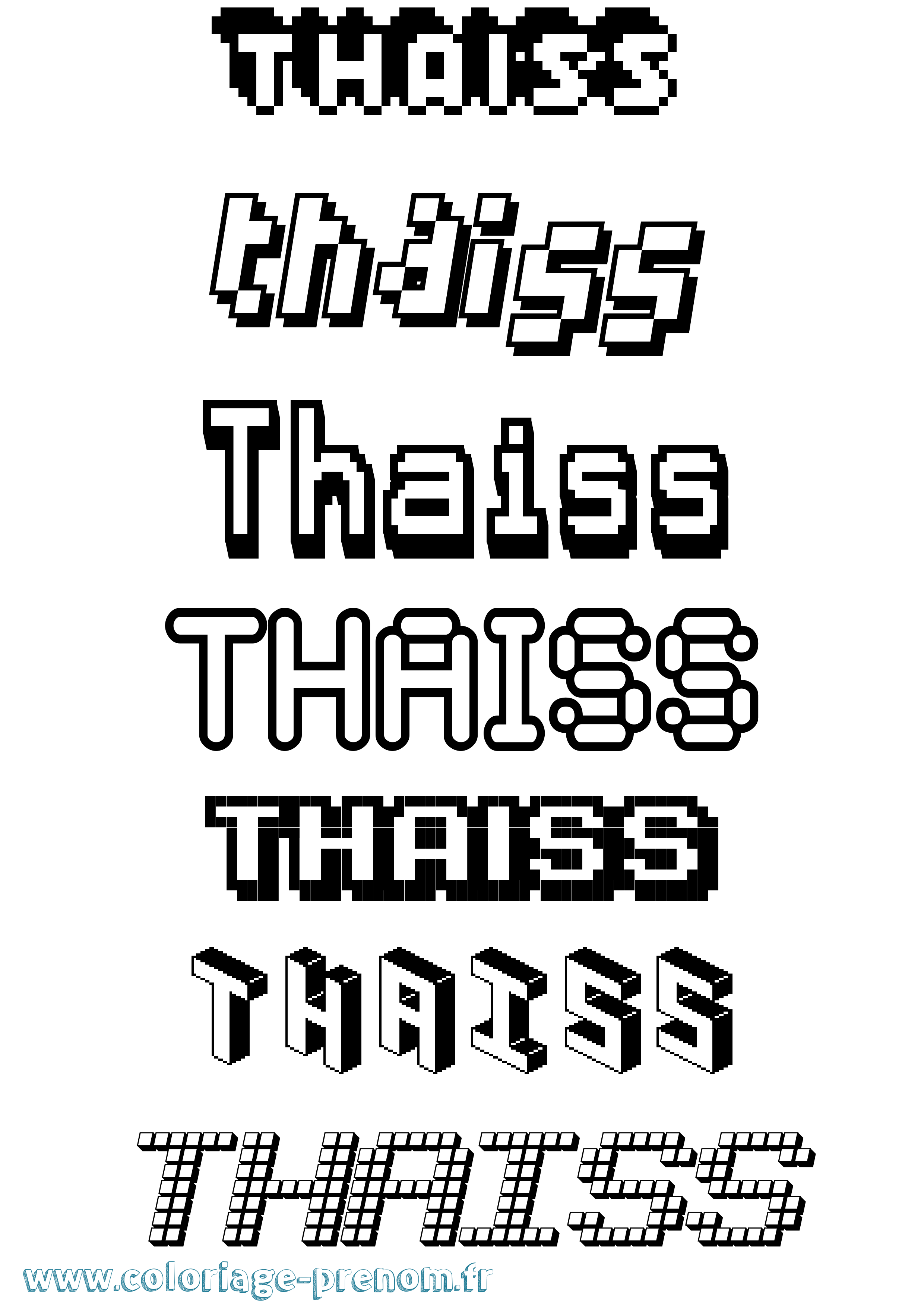 Coloriage prénom Thaiss Pixel