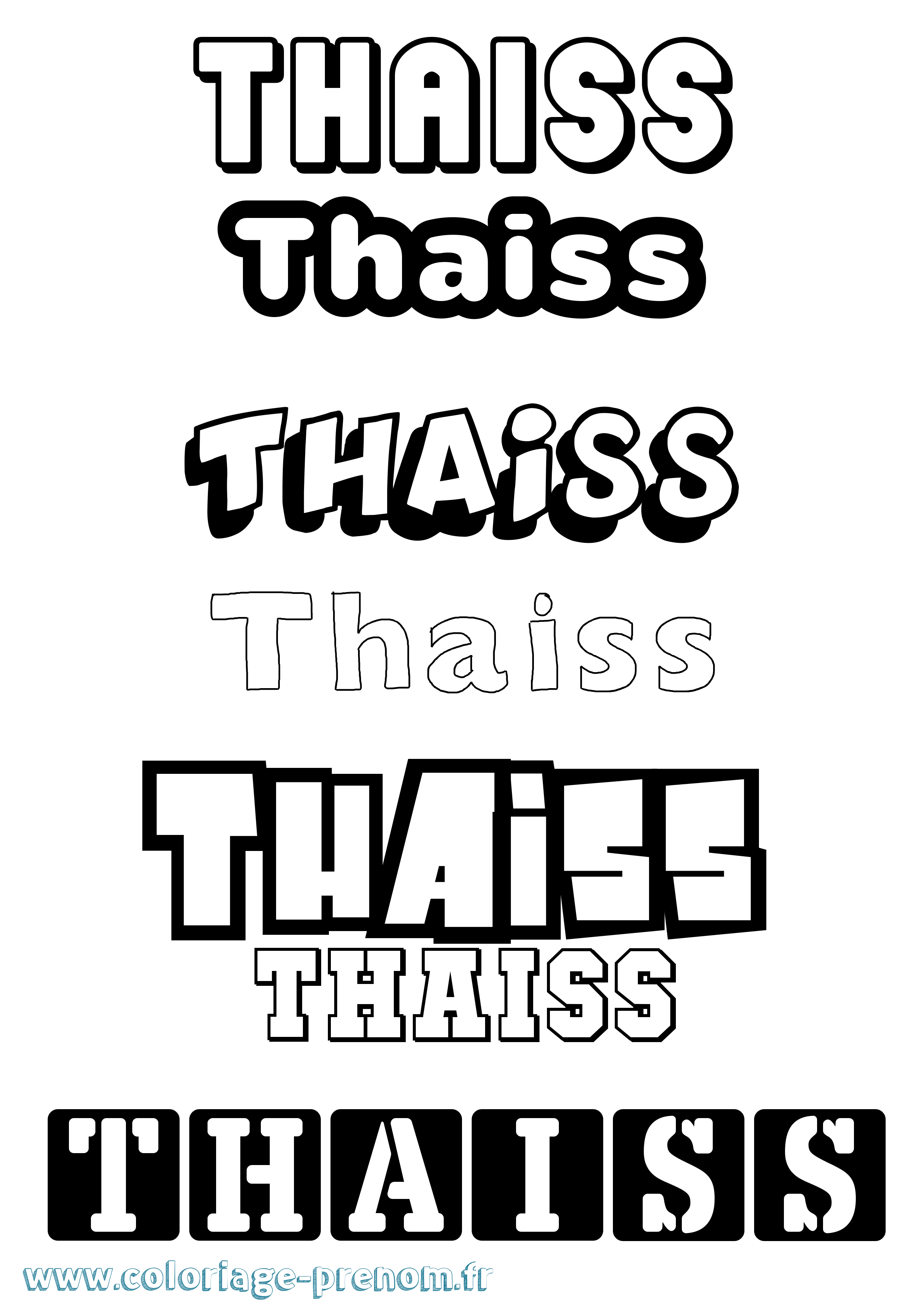 Coloriage prénom Thaiss Simple