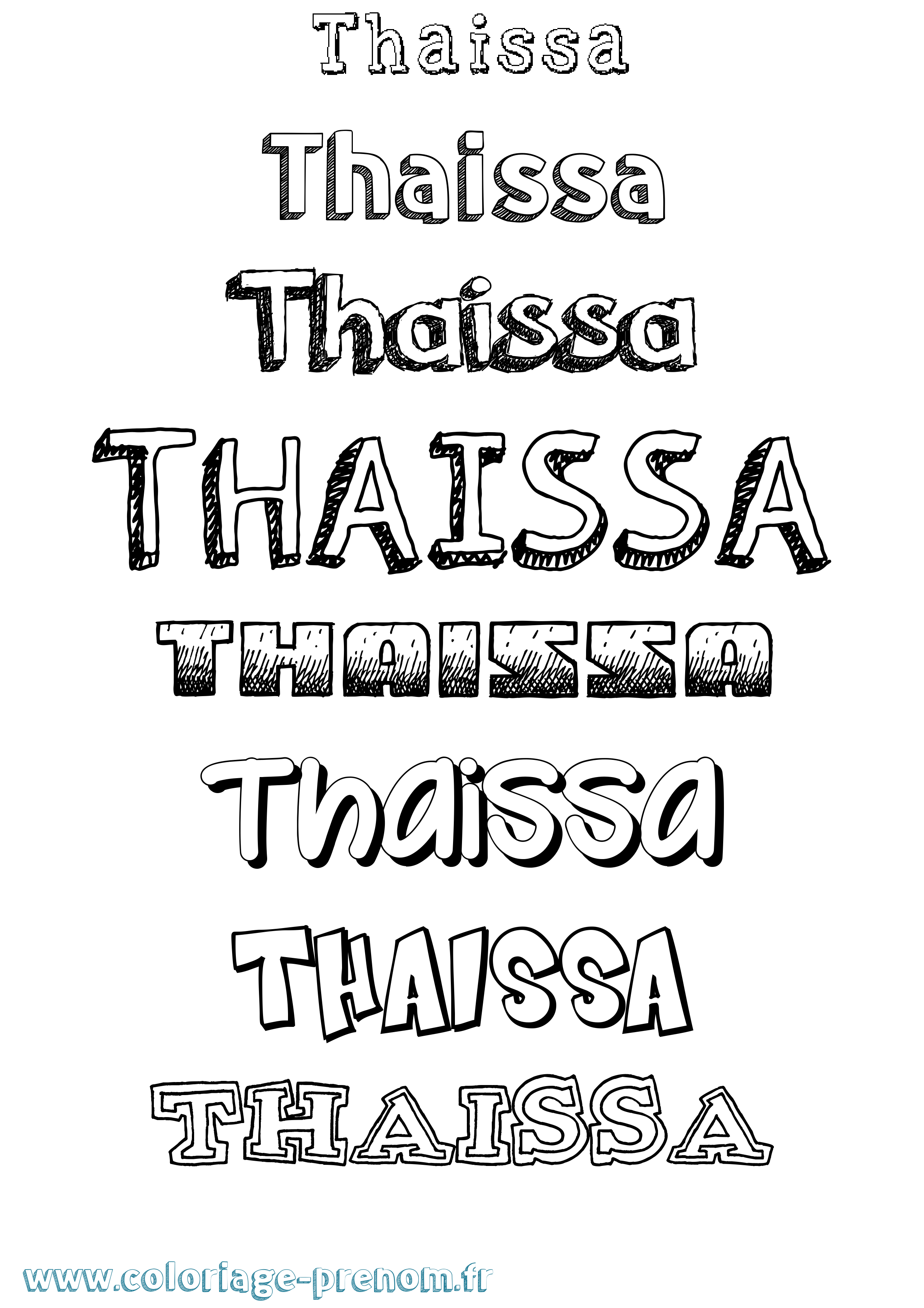 Coloriage prénom Thaissa Dessiné