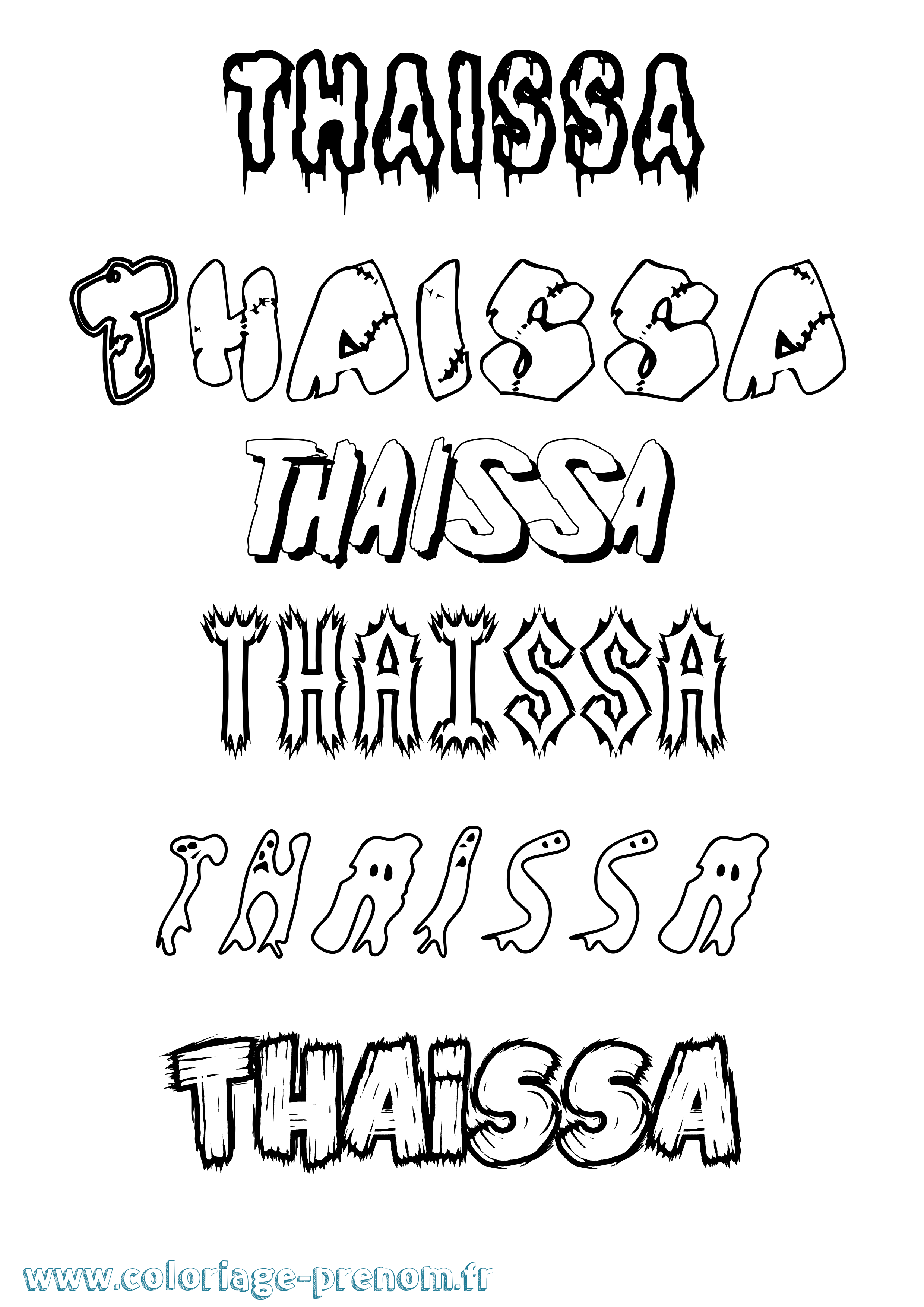 Coloriage prénom Thaissa Frisson