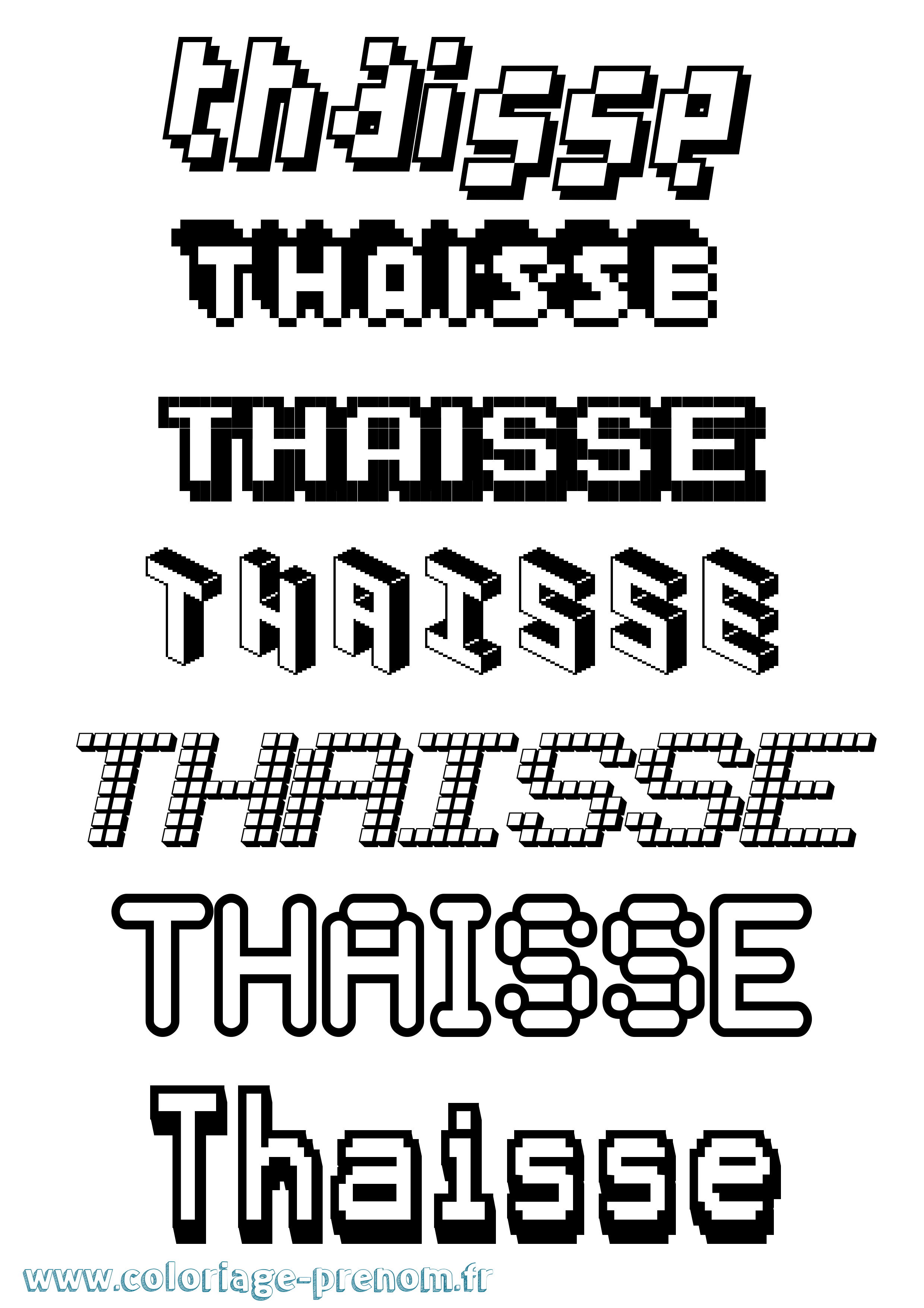 Coloriage prénom Thaisse Pixel