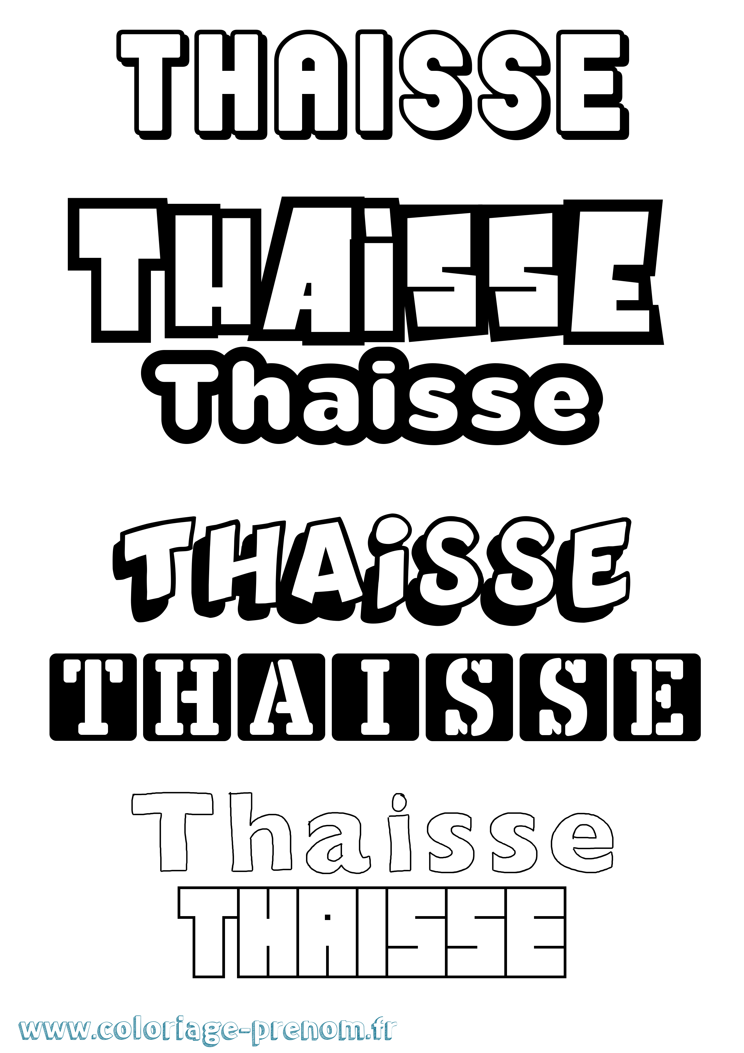Coloriage prénom Thaisse Simple