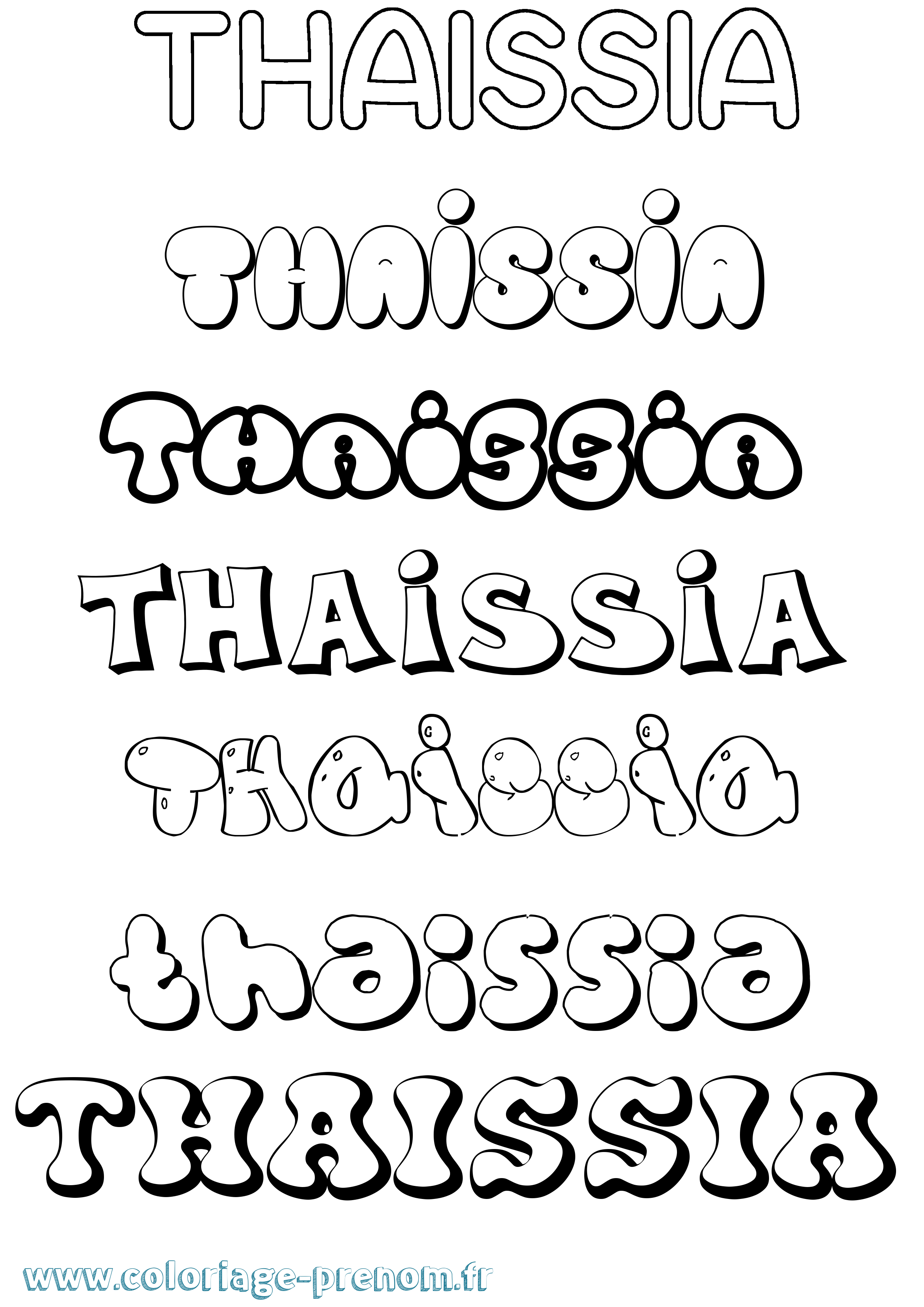 Coloriage prénom Thaissia Bubble