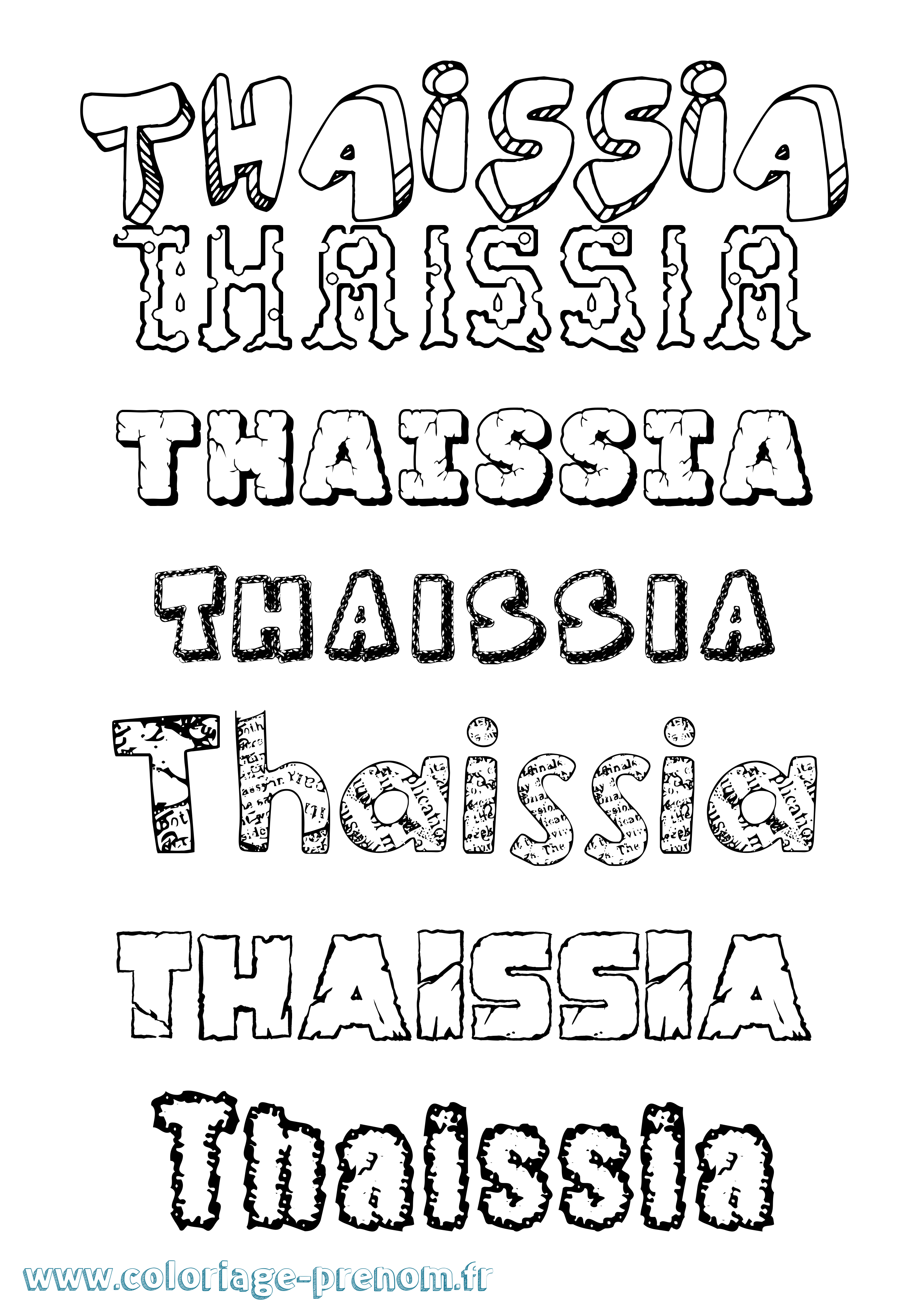 Coloriage prénom Thaissia Destructuré