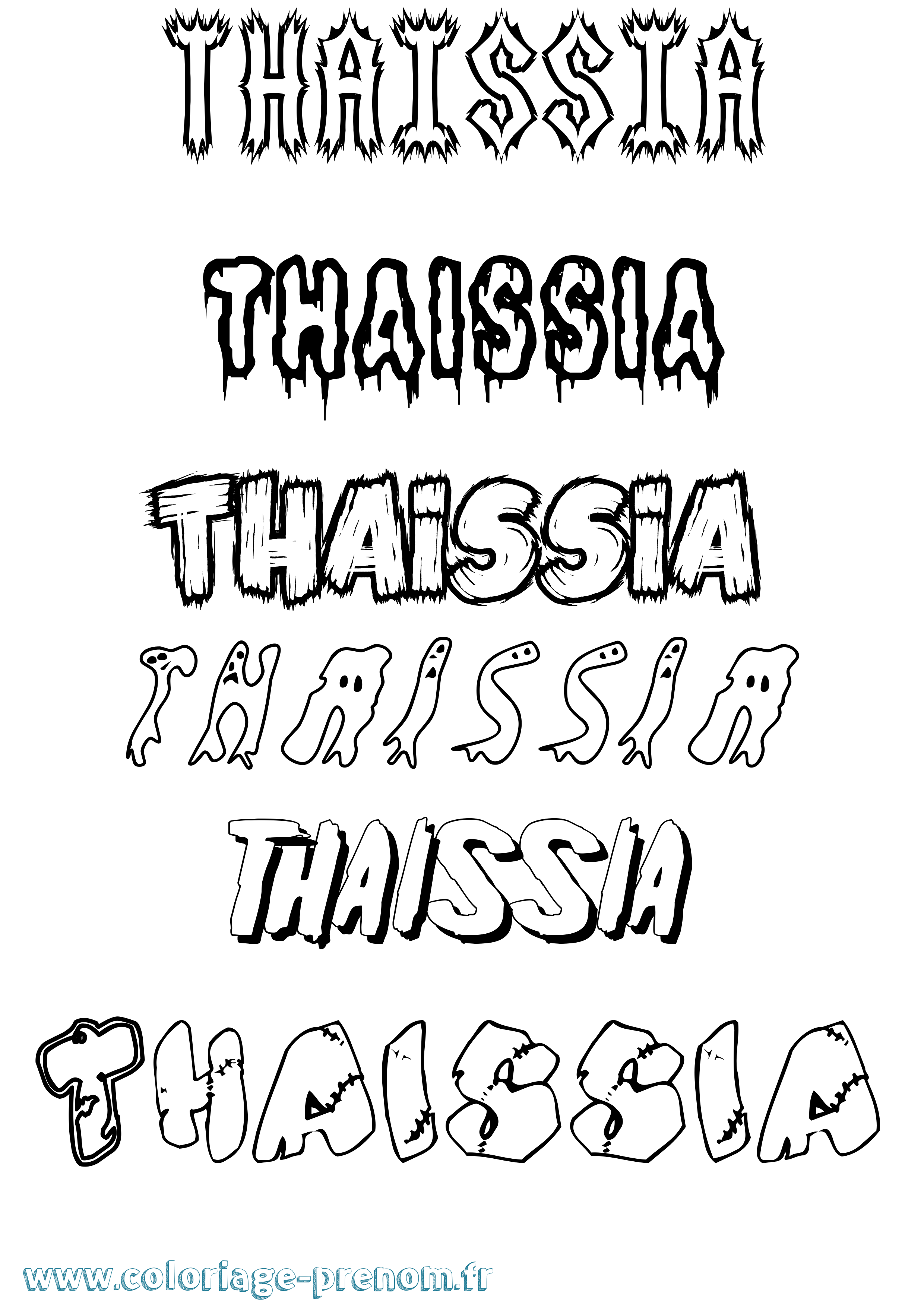 Coloriage prénom Thaissia Frisson