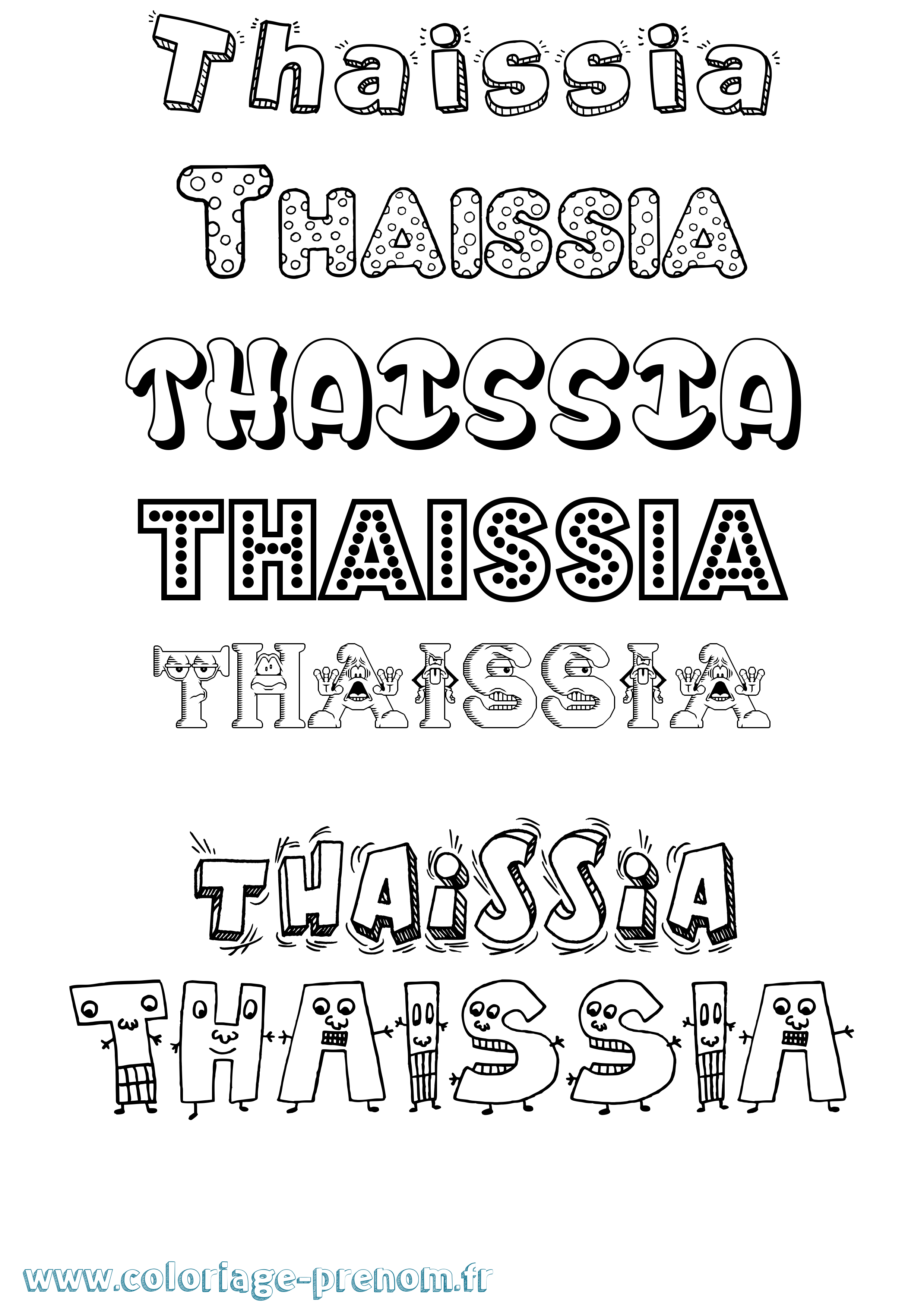 Coloriage prénom Thaissia Fun