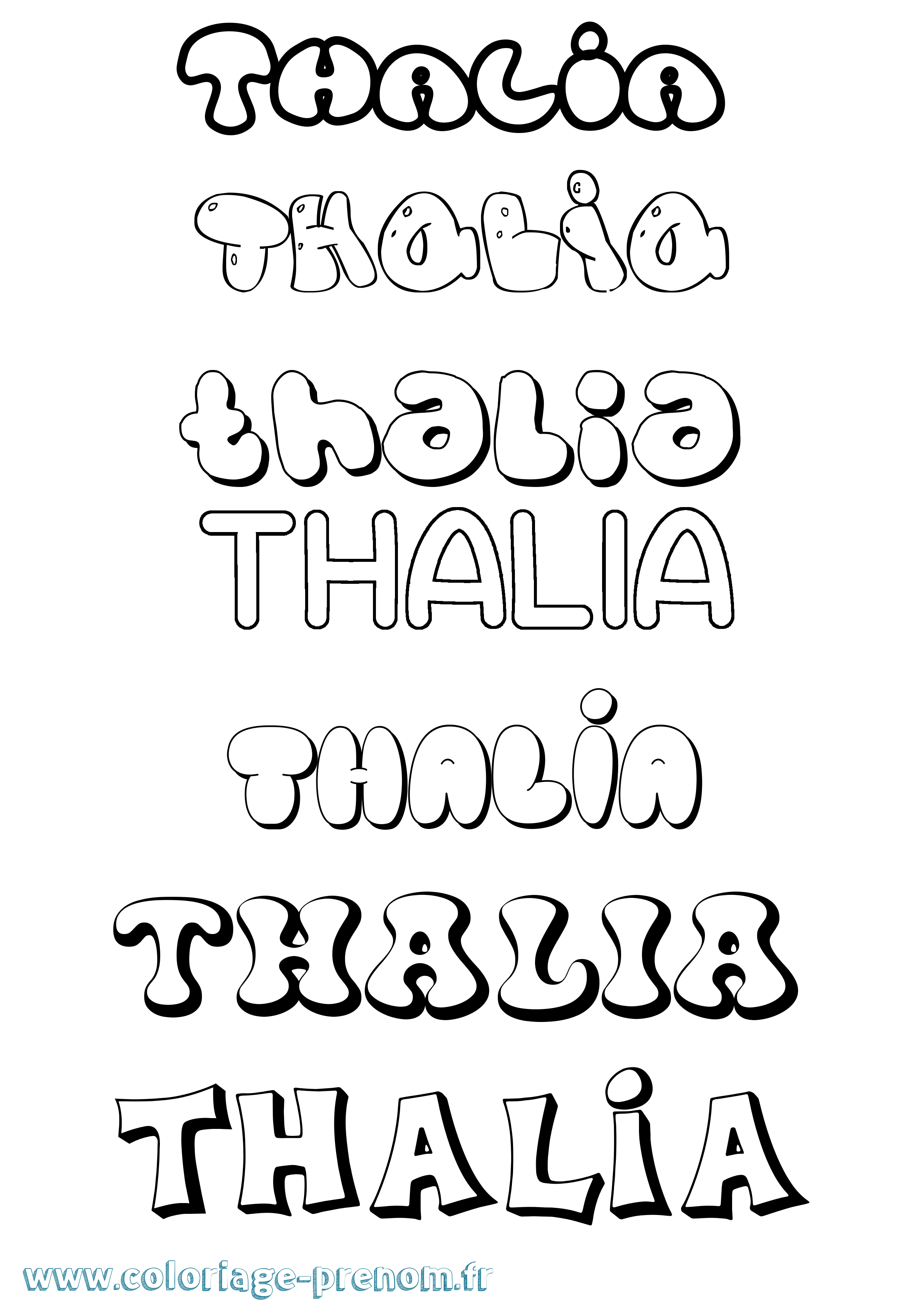 Coloriage Thalia Bubble Coloriage prénom Thalia Bubble