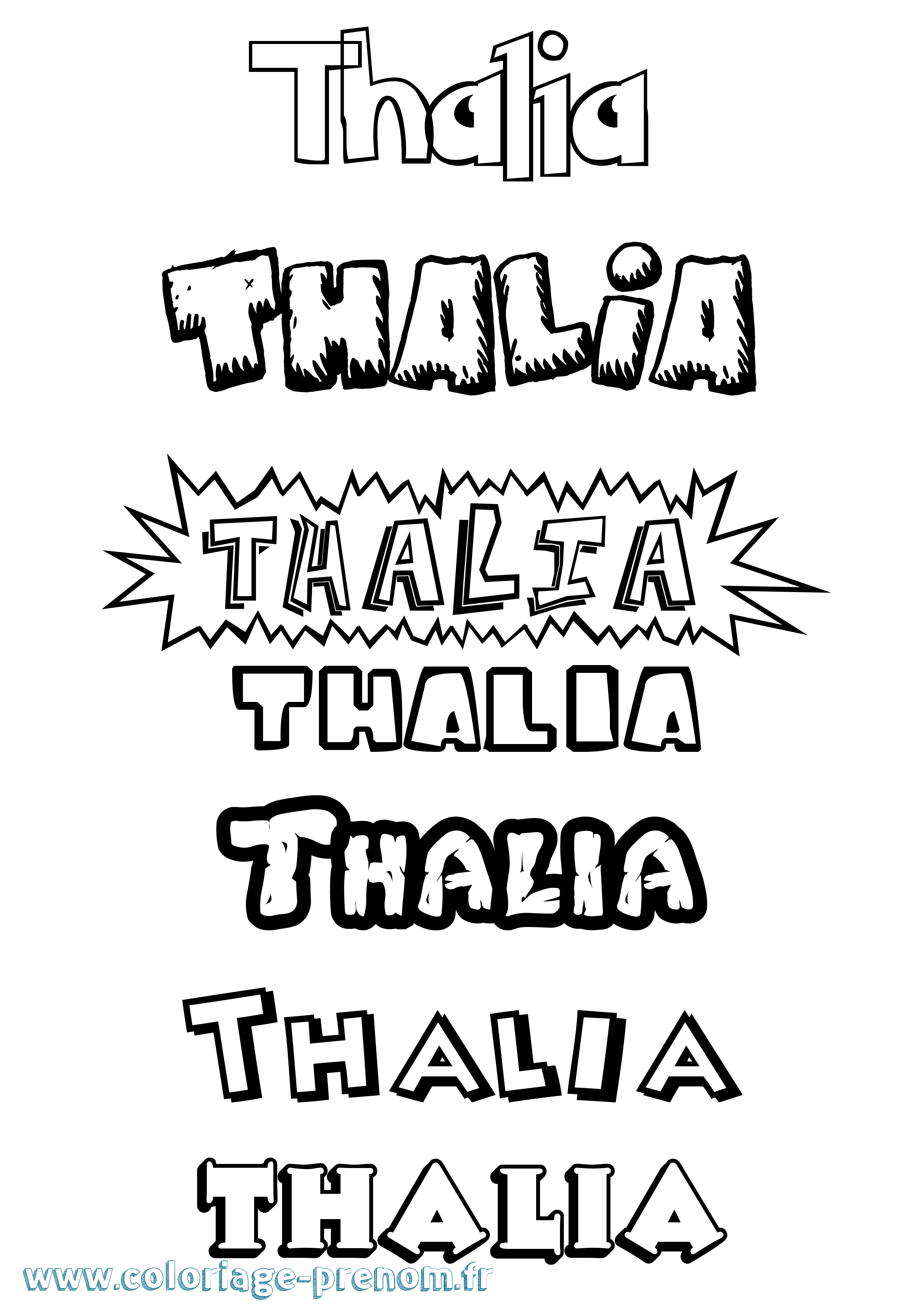 Coloriage prénom Thalia Dessin Animé