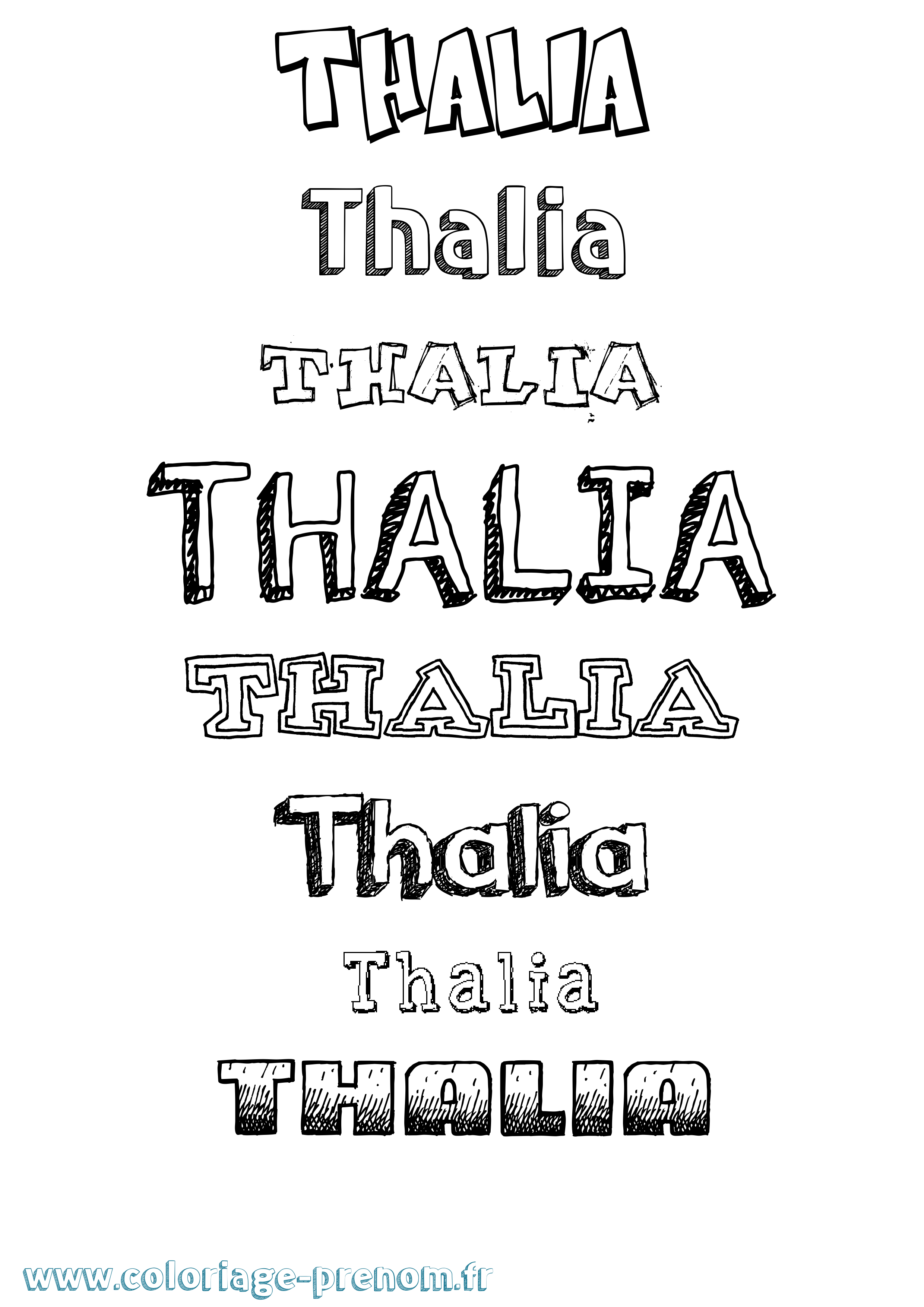 Coloriage prénom Thalia Dessiné