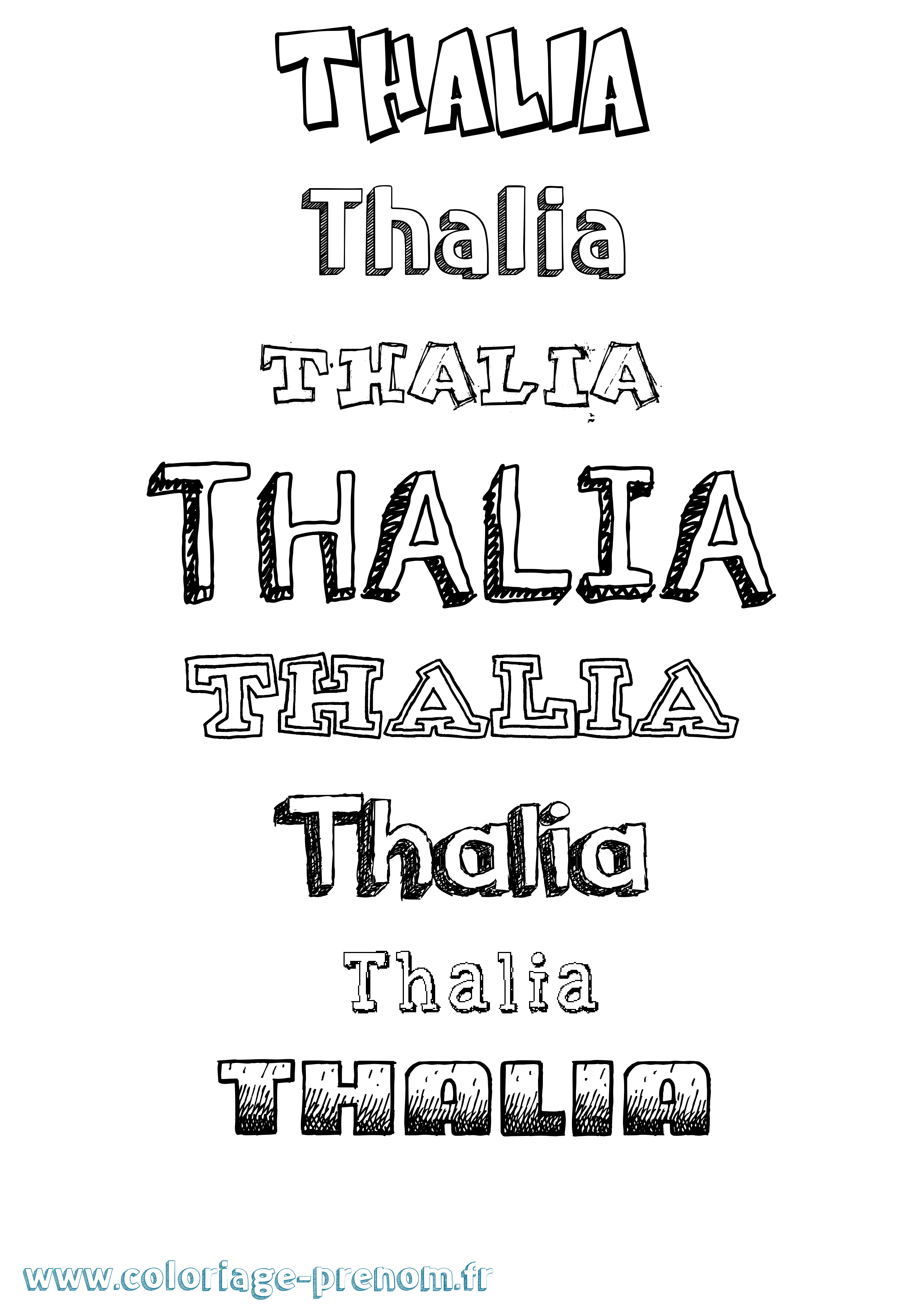 Coloriage Thalia Dessiné Coloriage prénom Thalia Dessiné