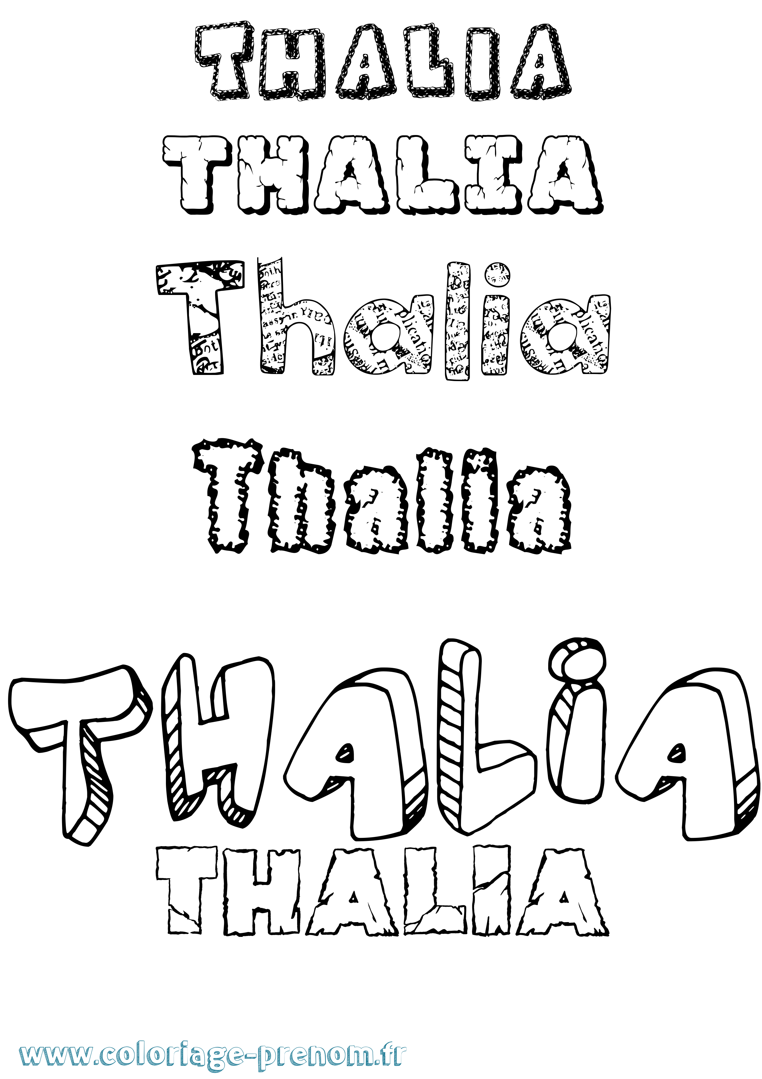 Coloriage Thalia Destructuré Coloriage prénom Thalia Destructuré