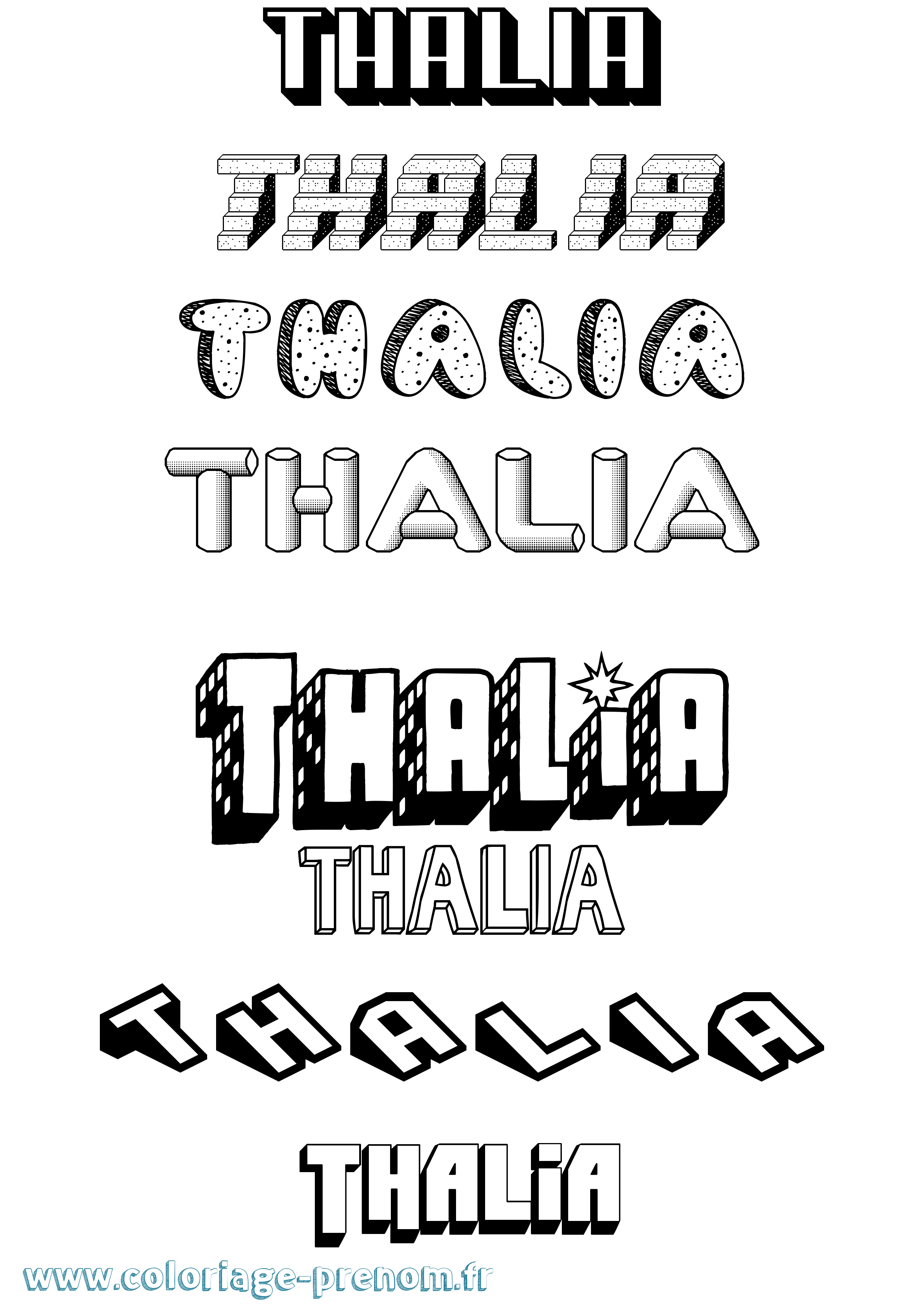 Coloriage prénom Thalia Effet 3D