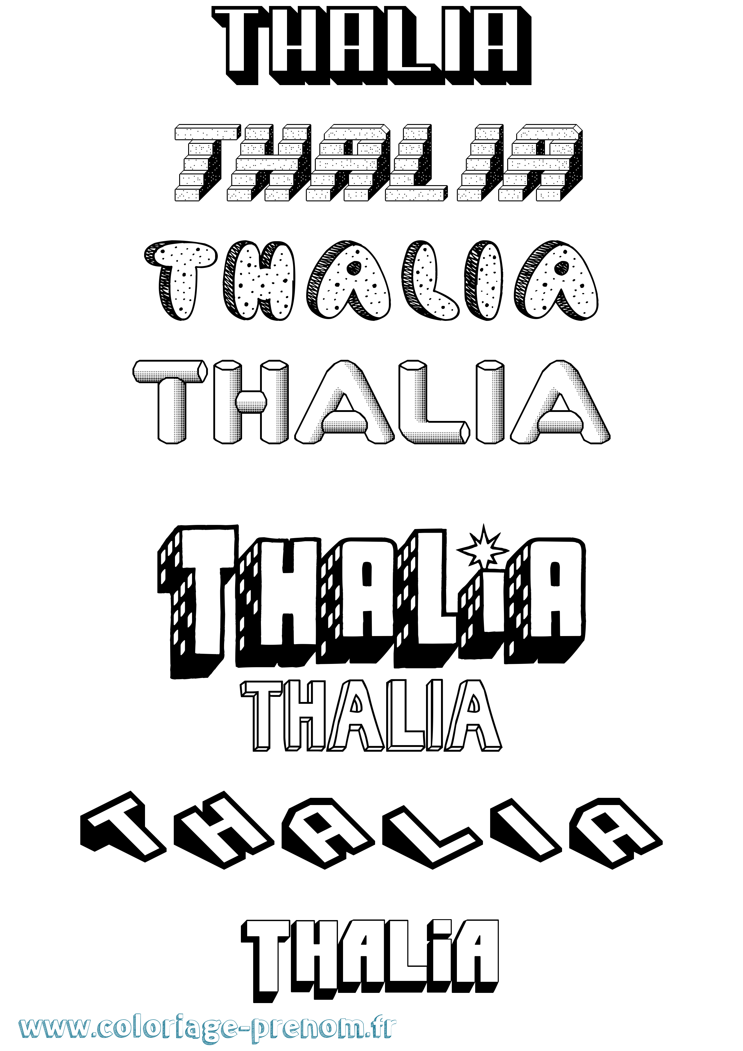 Coloriage Thalia Effet 3D Coloriage prénom Thalia Effet 3D