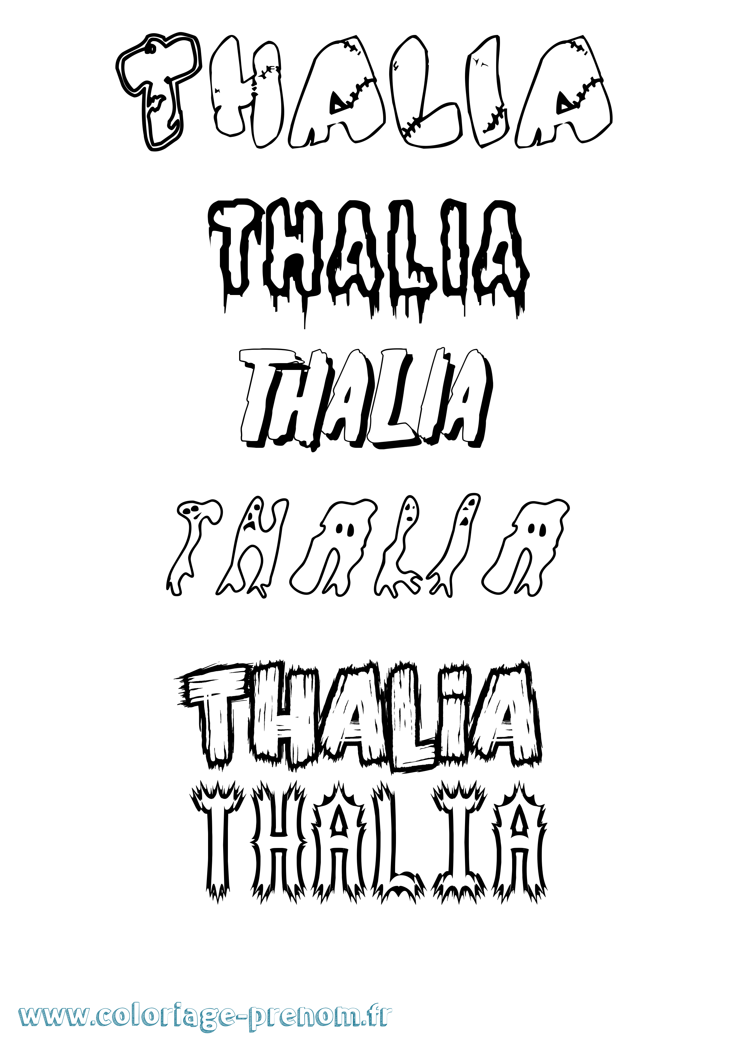Coloriage Thalia Frisson Coloriage prénom Thalia Frisson